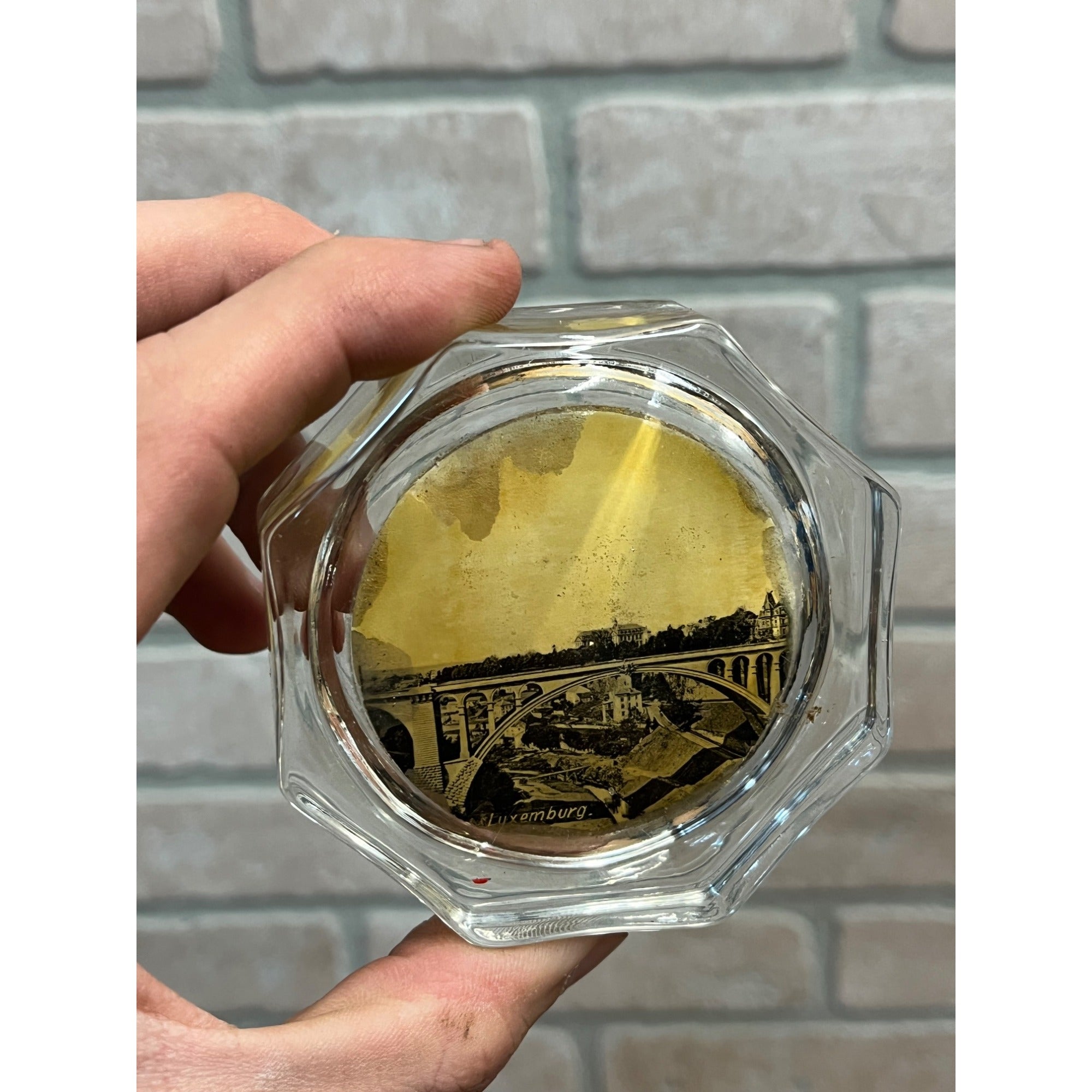 Vintage 1930s Luxembourg Real Photo Souvenir Glass Paperweight