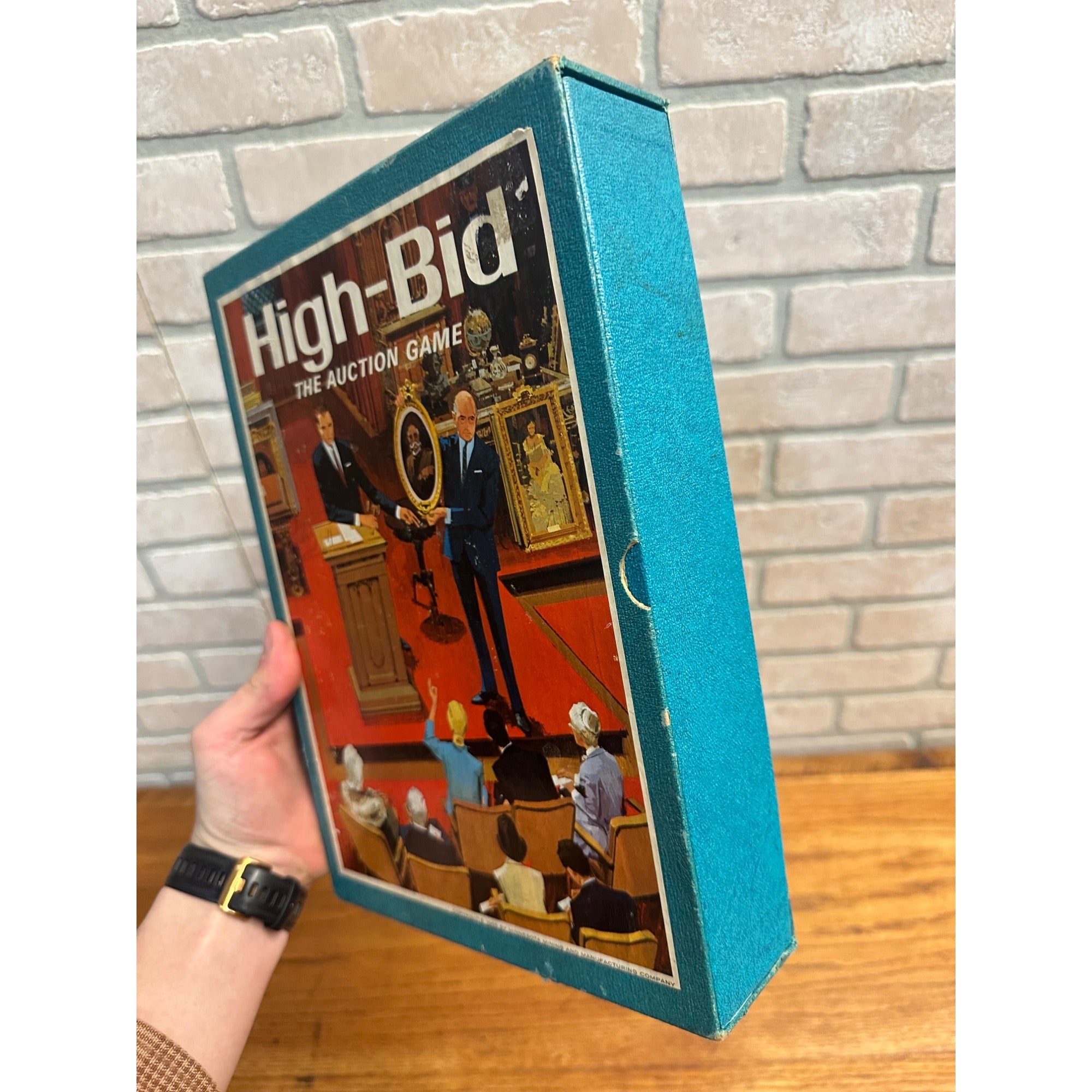 1965 Hi-Bid The Auction Game 3M Bookshelf Game Slightly Played Complete