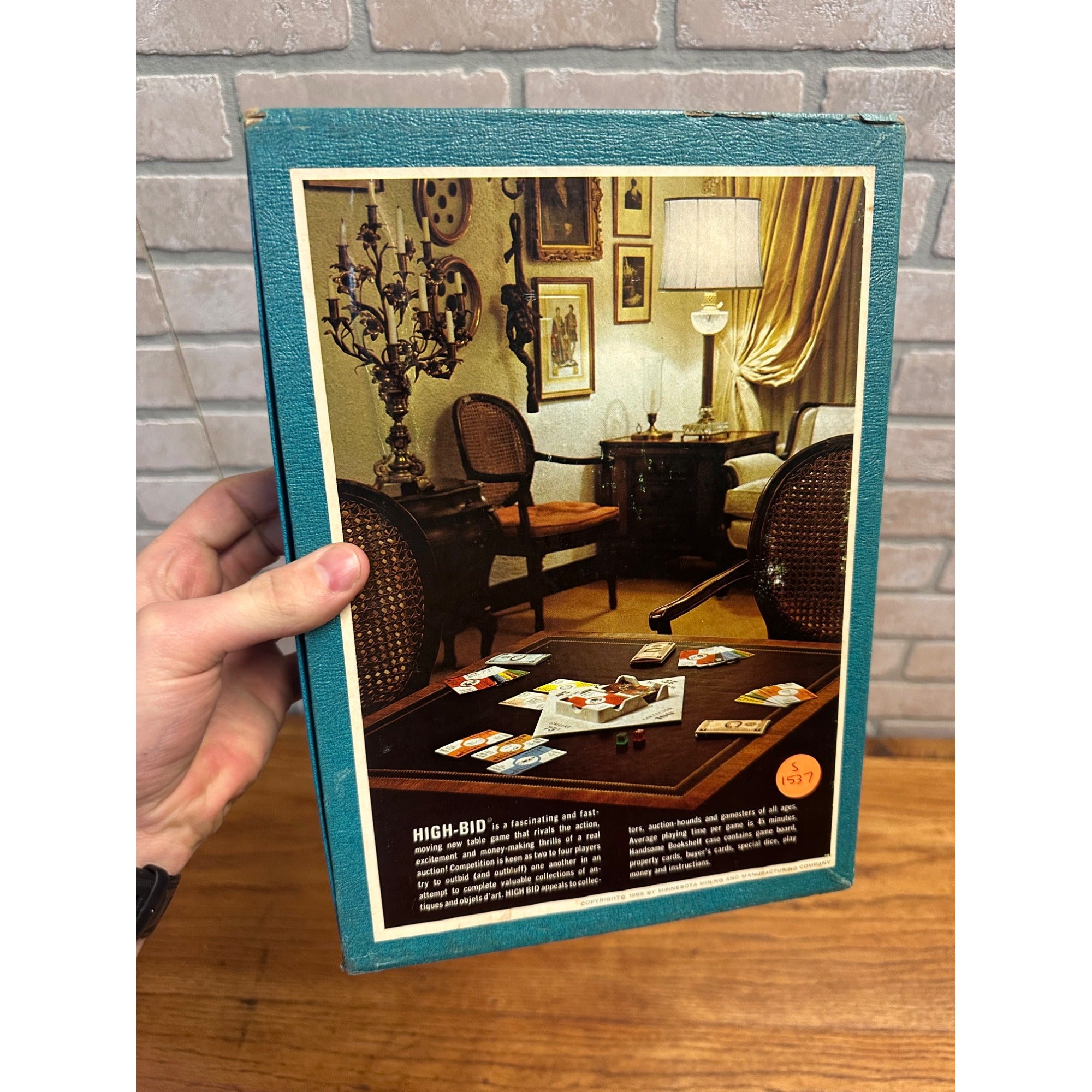 1965 Hi-Bid The Auction Game 3M Bookshelf Game Slightly Played Complete