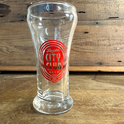 Vintage Schmidt City Club Beer Sham Glass 8oz 1950s Red Target St Paul