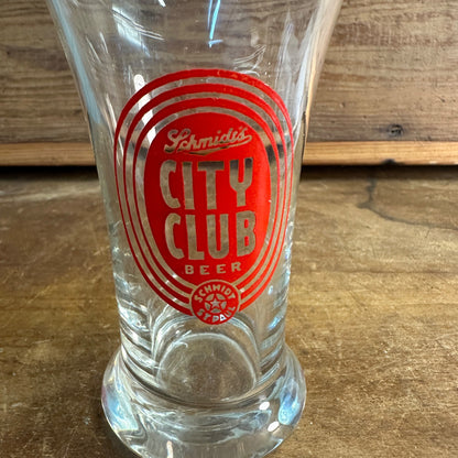 Vintage Schmidt City Club Beer Sham Glass 8oz 1950s Red Target St Paul