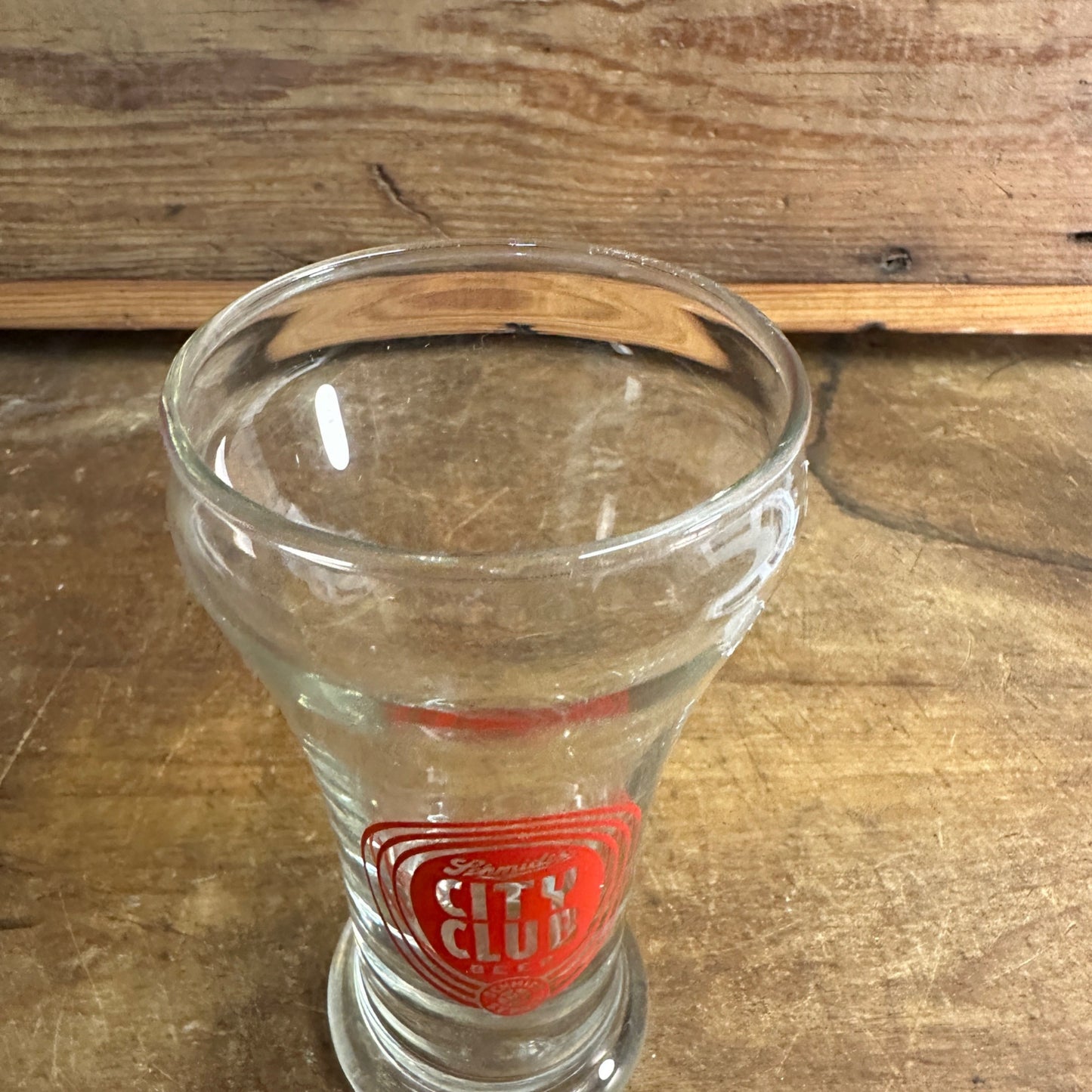 Vintage Schmidt City Club Beer Sham Glass 8oz 1950s Red Target St Paul