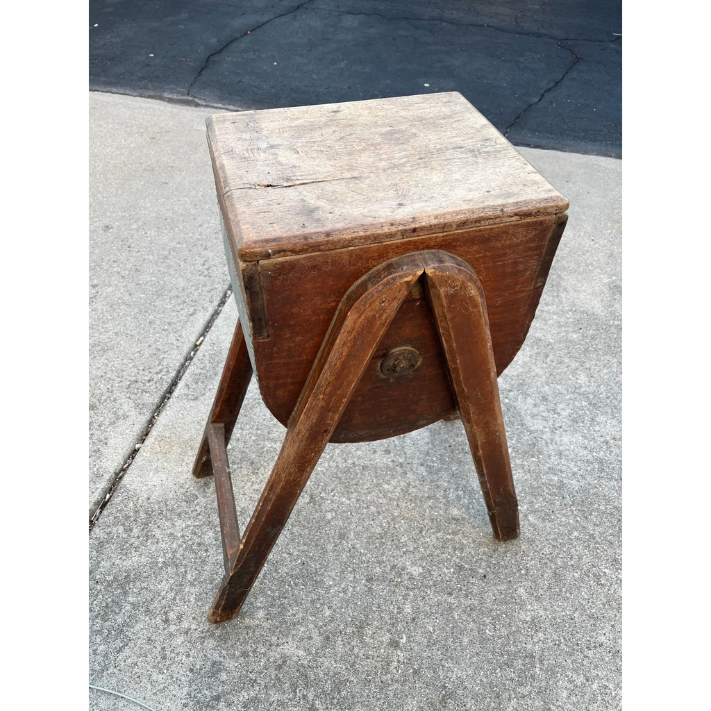 Antique Primitive 19th c. Standing Wooden Butter Churn Hand Crank Four-Legged