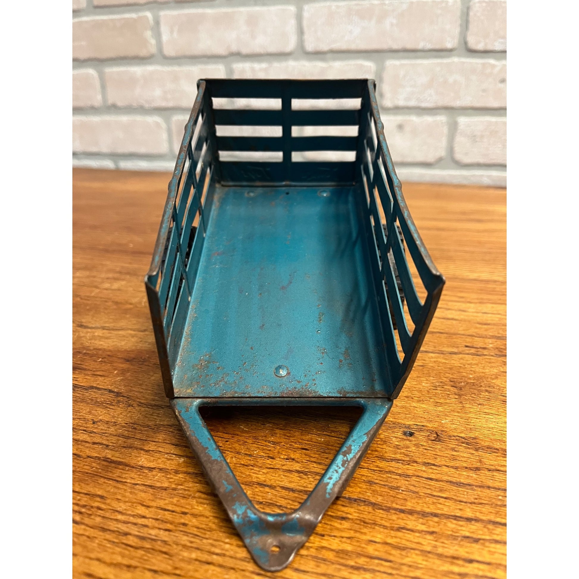 Vintage Tonkya Toys Blue Pressed Steel Farm Stake Trailer for Pickup