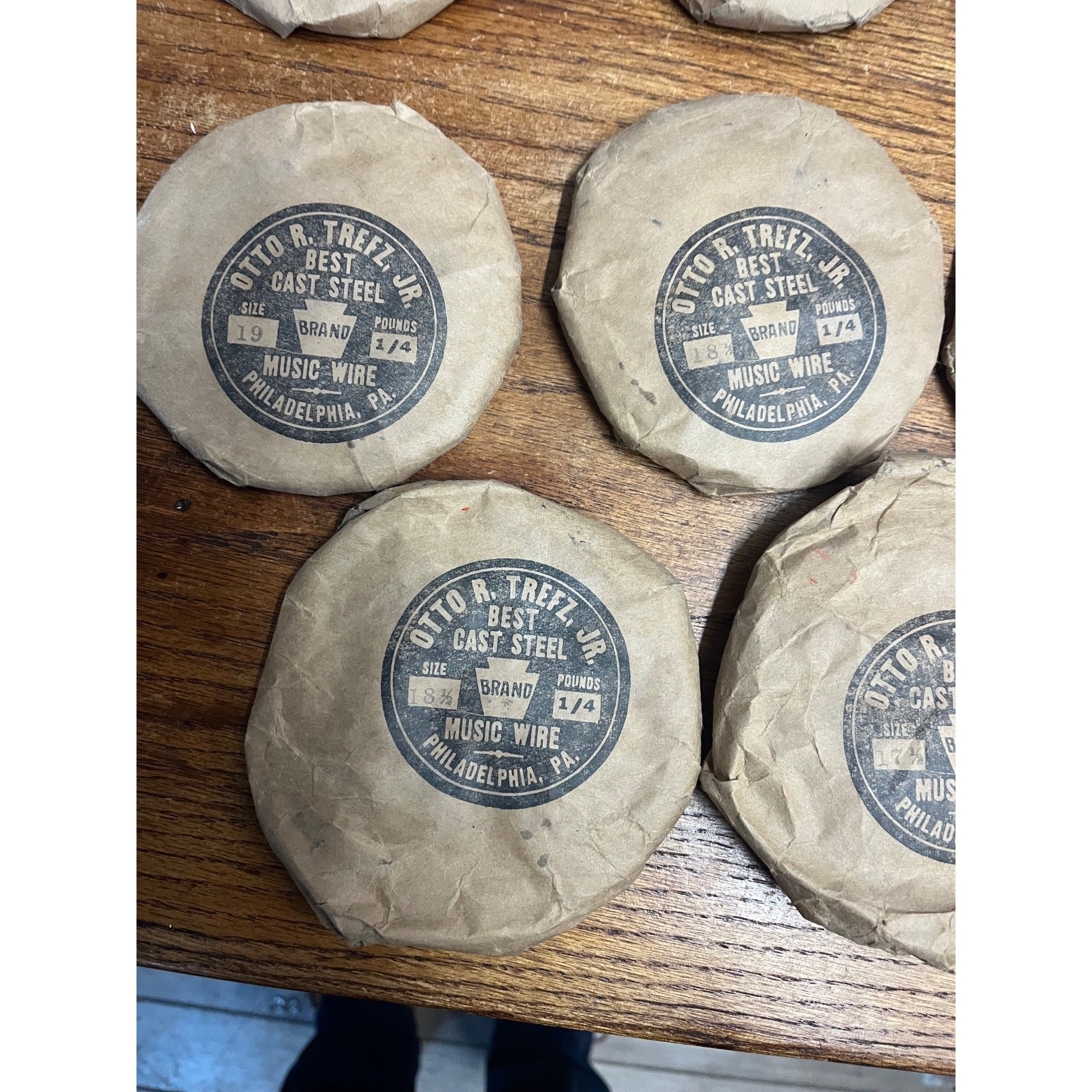 RARE Antique Piano Music Wire Otto R. Trefz, Jr. Philadelphia NOS Packages Sz 20