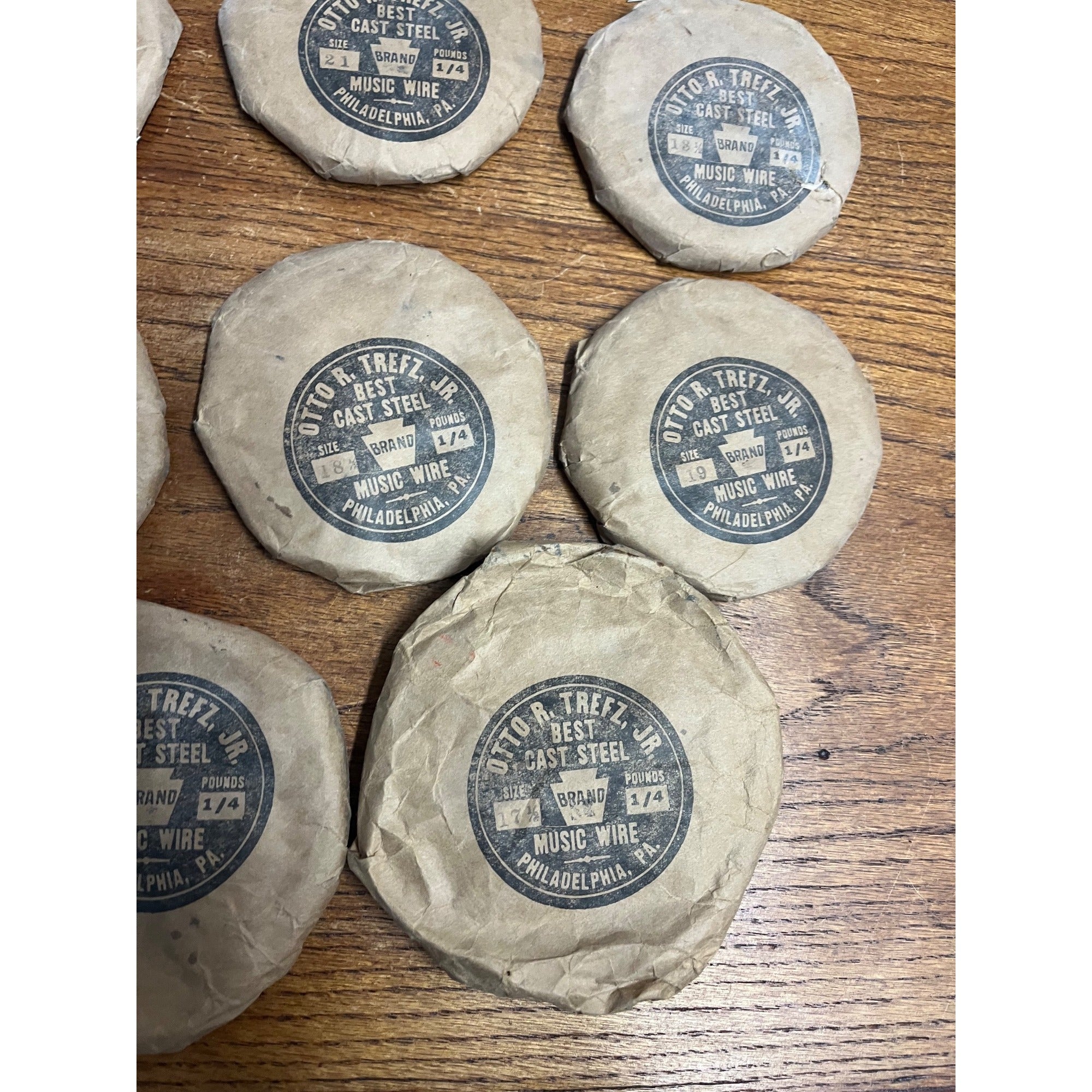 RARE Antique Piano Music Wire Otto R. Trefz, Jr. Philadelphia NOS Packages Sz 20