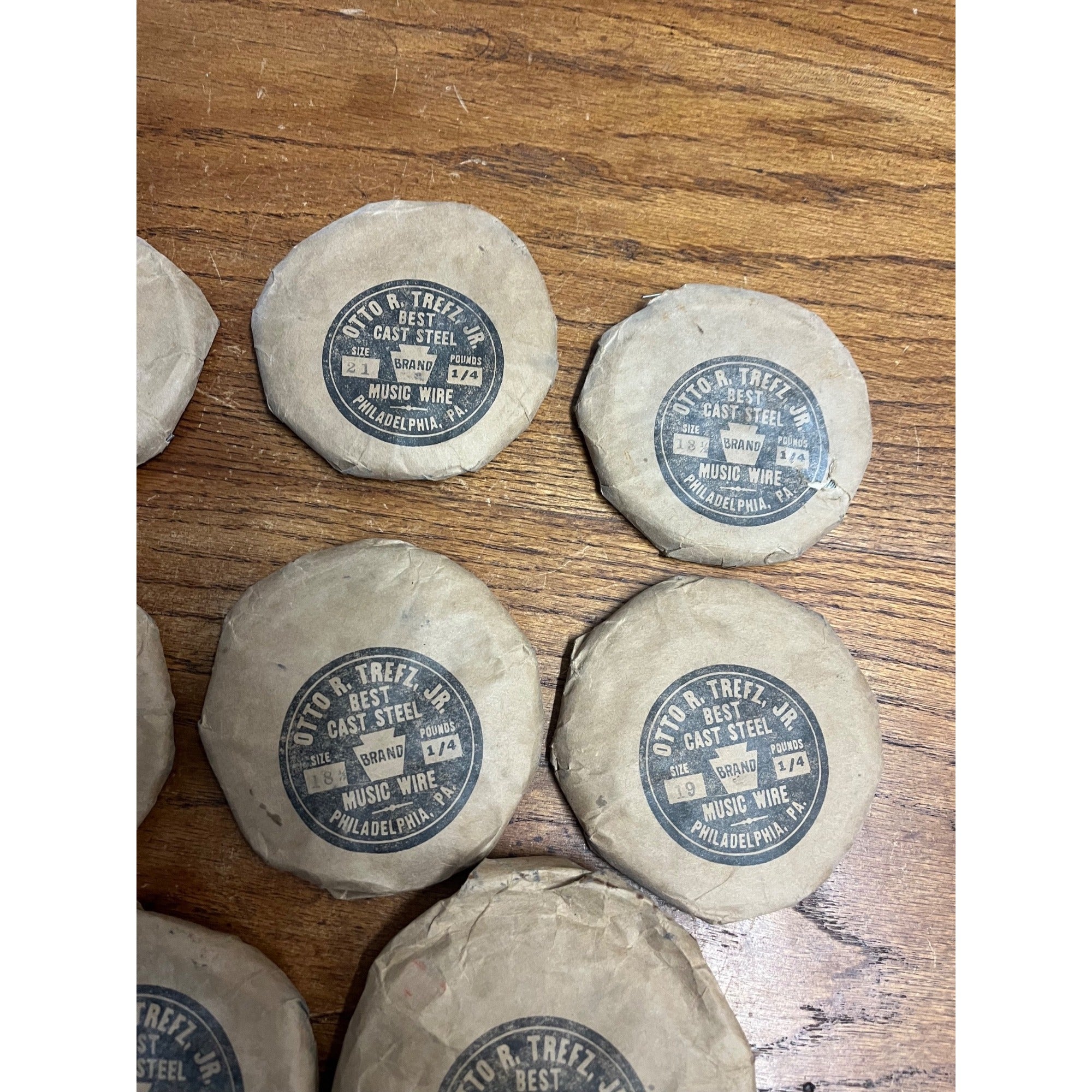 RARE Antique Piano Music Wire Otto R. Trefz, Jr. Philadelphia NOS Packages Sz 20