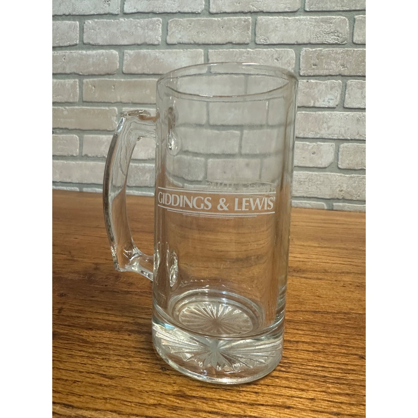 Vintage Giddings & Lewis (Fond du Lac WI) Advertising Glass Mug Machining Tool