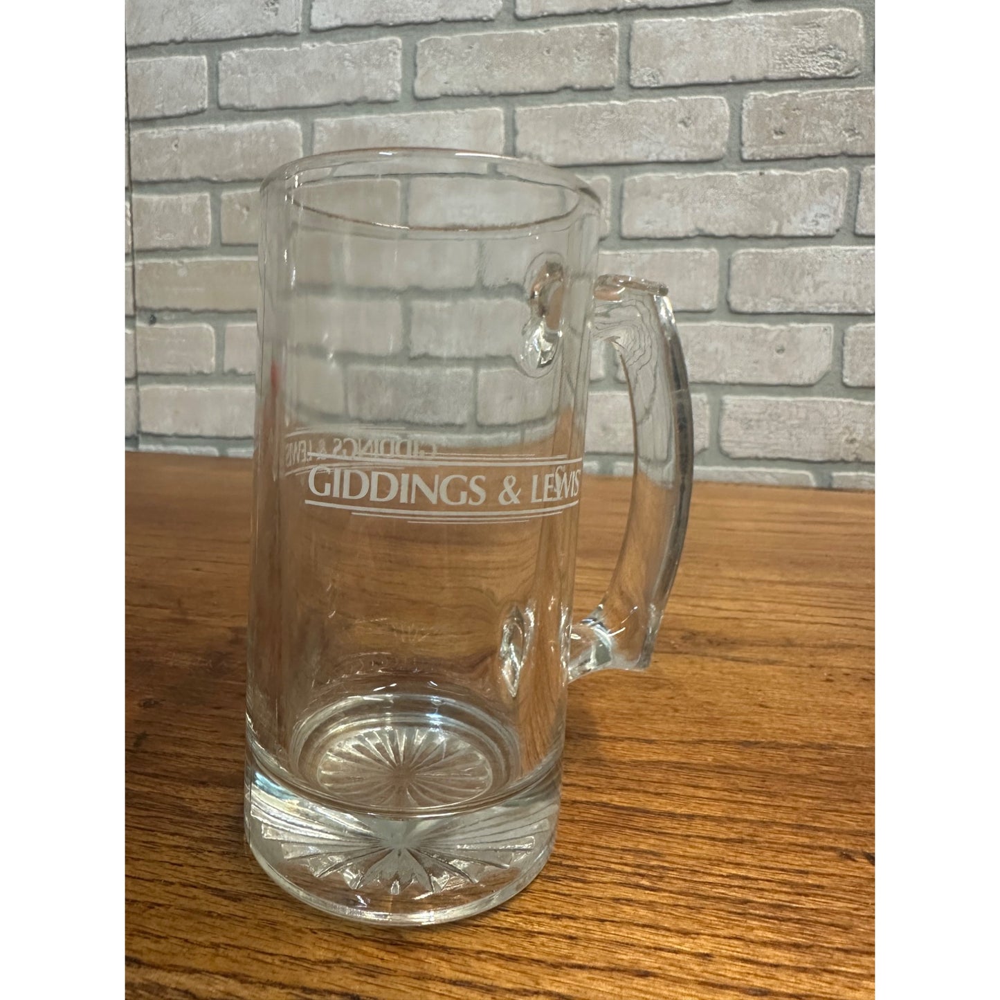 Vintage Giddings & Lewis (Fond du Lac WI) Advertising Glass Mug Machining Tool