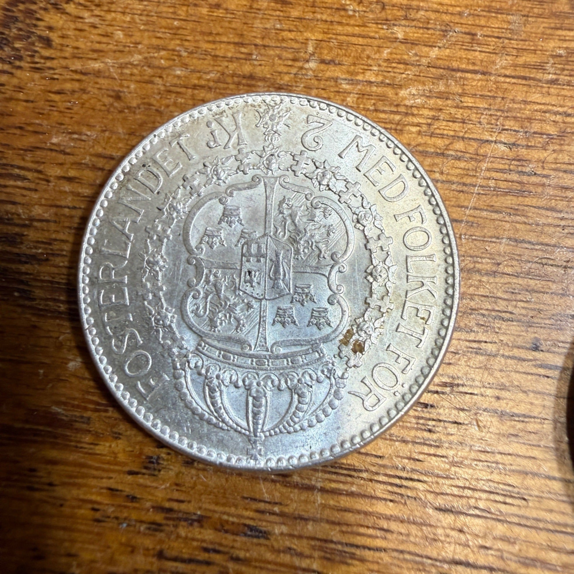 (2) 1939 Denmark 2 Kroner Silver Fine  Coins