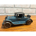 Antique 1920s Cast Iron Blue Coupe Toy w/ Rumble Seat AC Williams