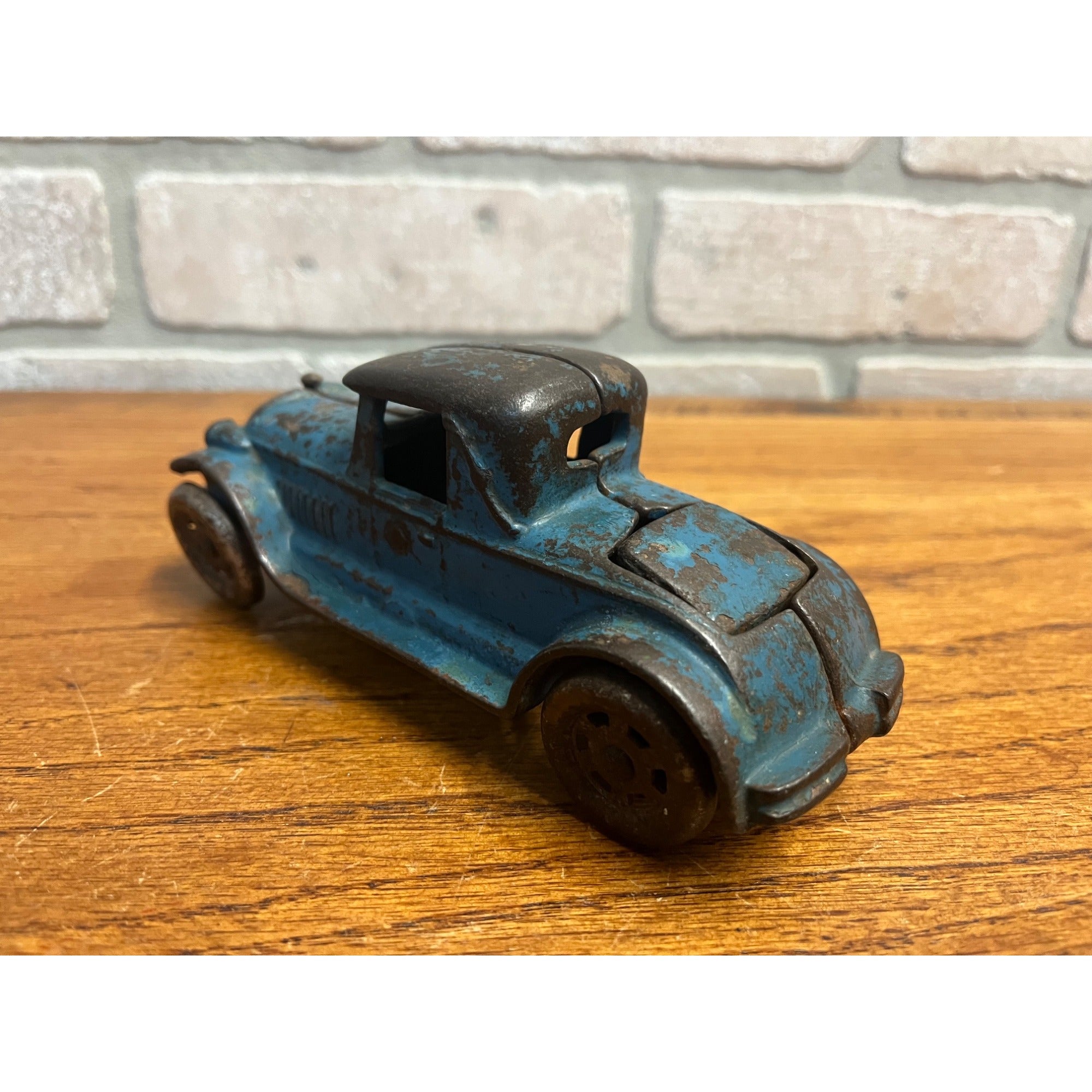 Antique 1920s Cast Iron Blue Coupe Toy w/ Rumble Seat AC Williams