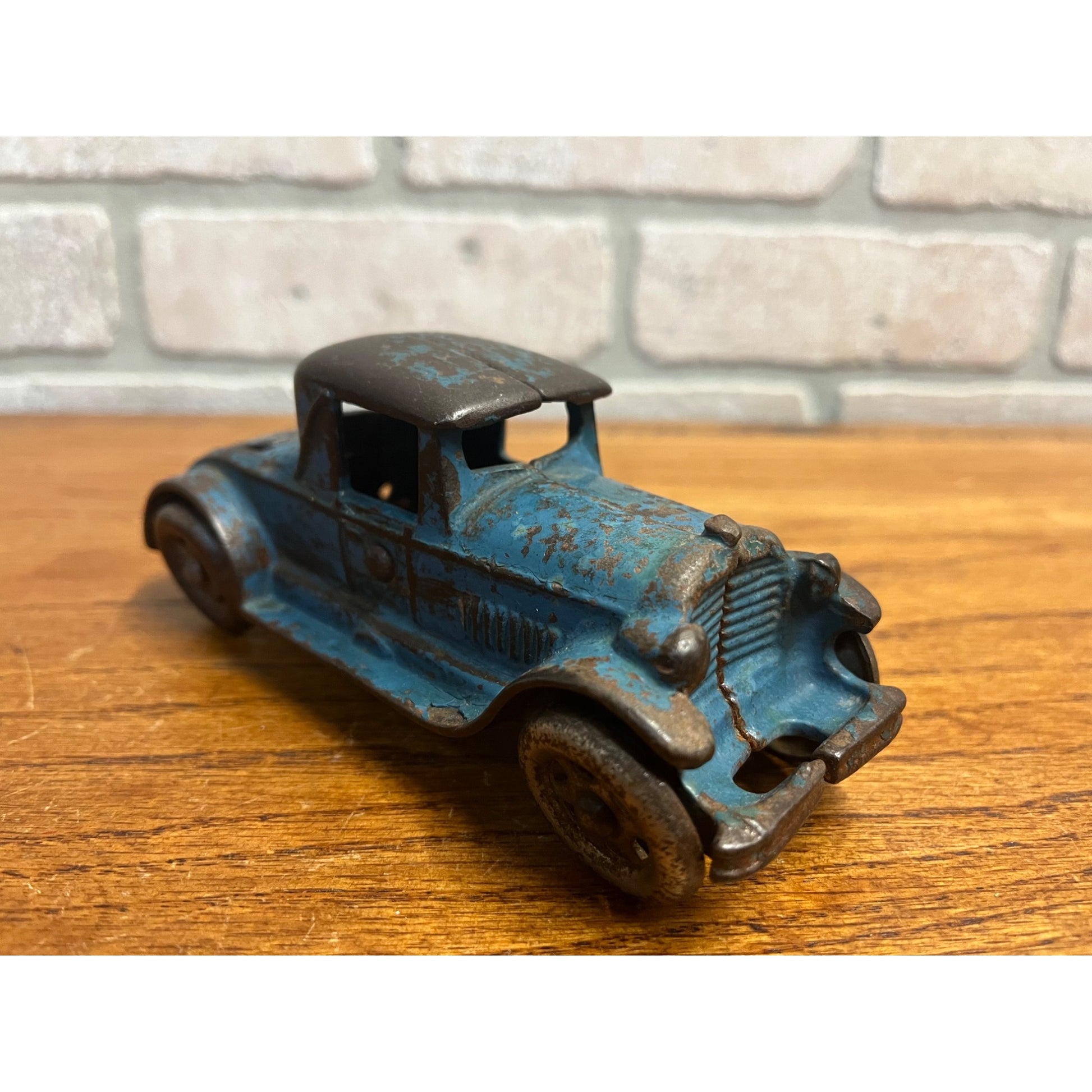 Antique 1920s Cast Iron Blue Coupe Toy w/ Rumble Seat AC Williams