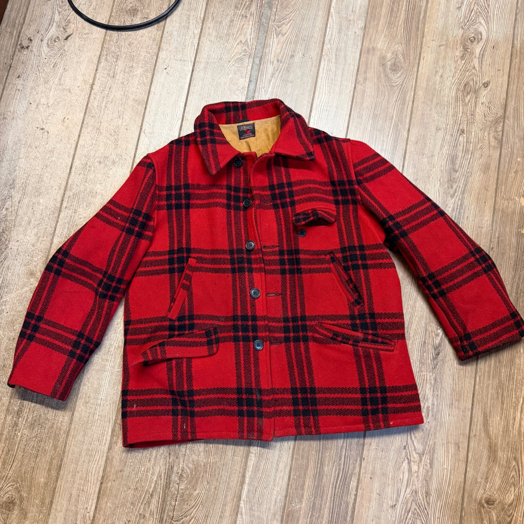 Vintage JC Higgins Woolrich Red Buffalo Plaid Wool Flannel Jacket Hunting