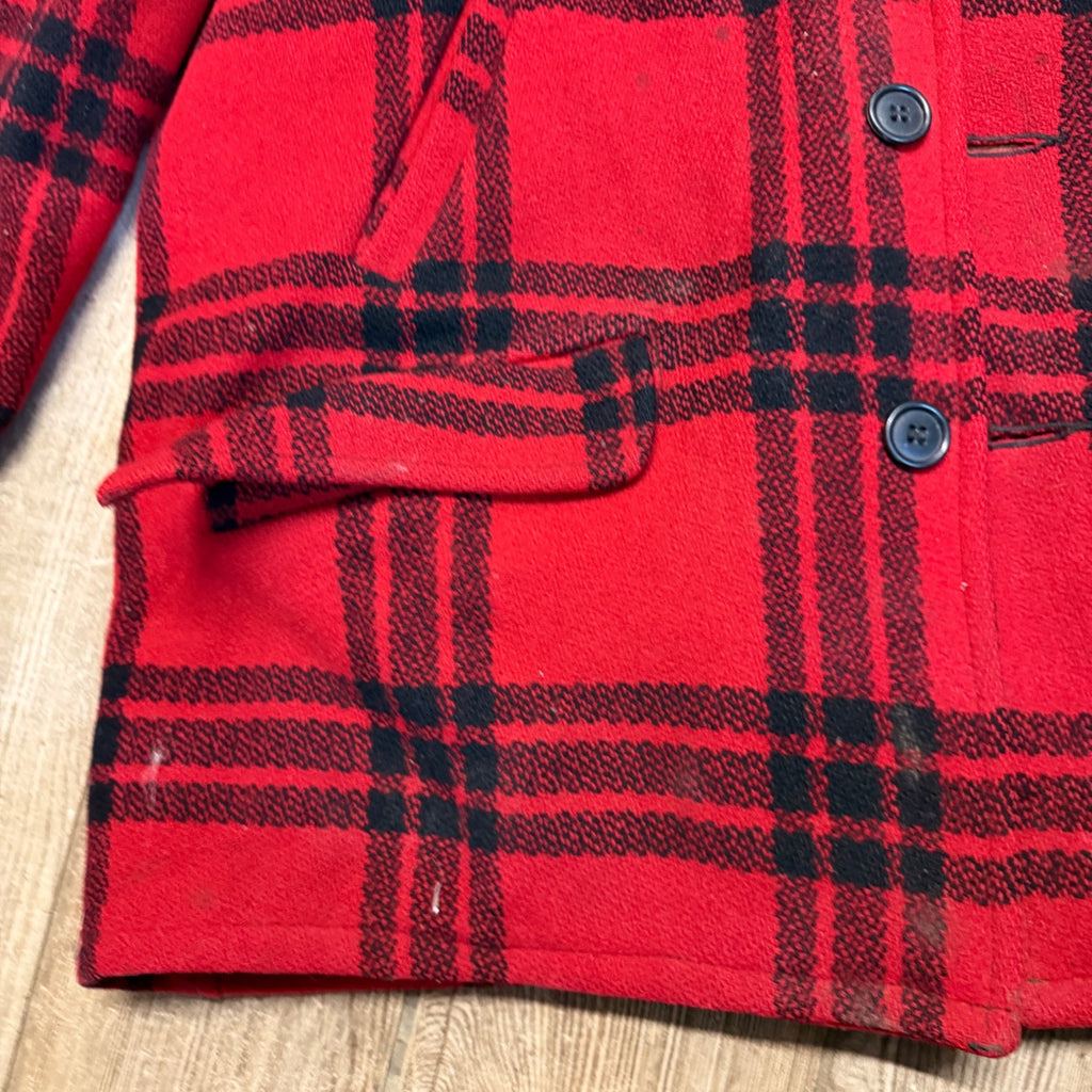 Vintage JC Higgins Woolrich Red Buffalo Plaid Wool Flannel Jacket Hunting