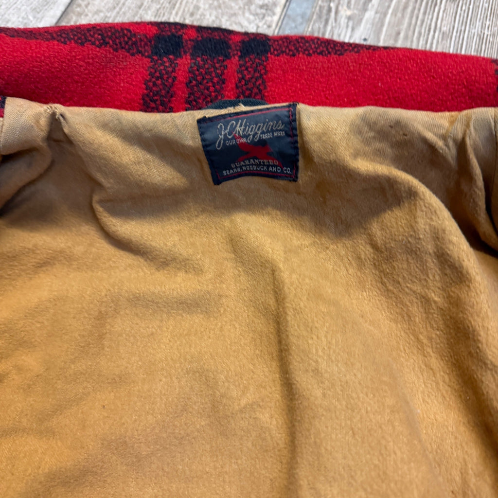 Vintage JC Higgins Woolrich Red Buffalo Plaid Wool Flannel Jacket Hunting