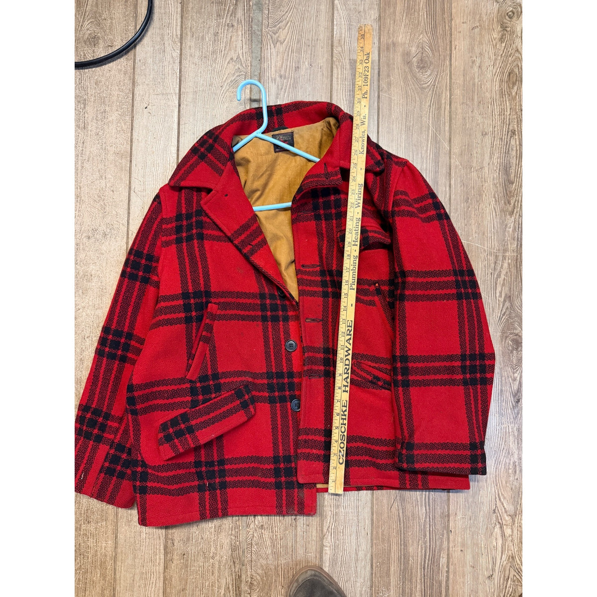 Vintage JC Higgins Woolrich Red Buffalo Plaid Wool Flannel Jacket Hunting