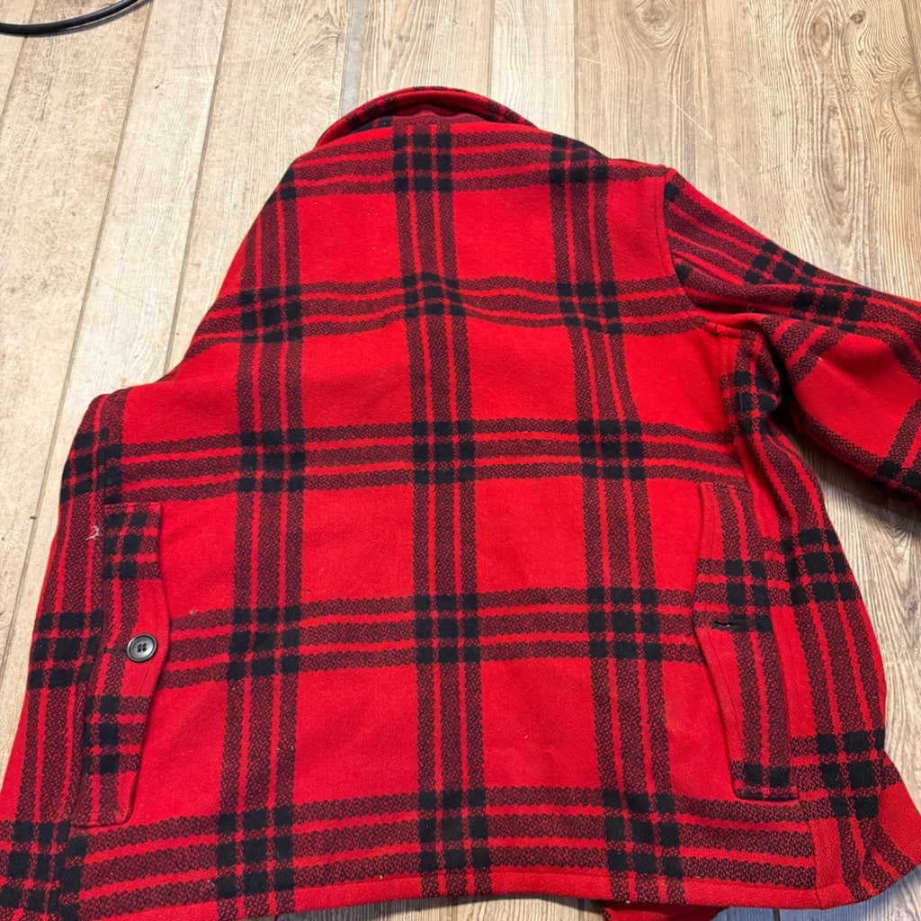 Vintage JC Higgins Woolrich Red Buffalo Plaid Wool Flannel Jacket Hunting