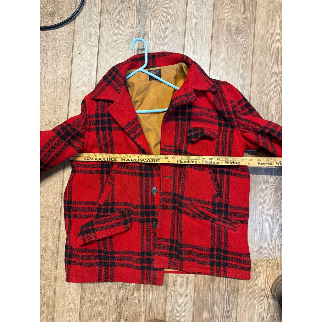 Vintage JC Higgins Woolrich Red Buffalo Plaid Wool Flannel Jacket Hunting