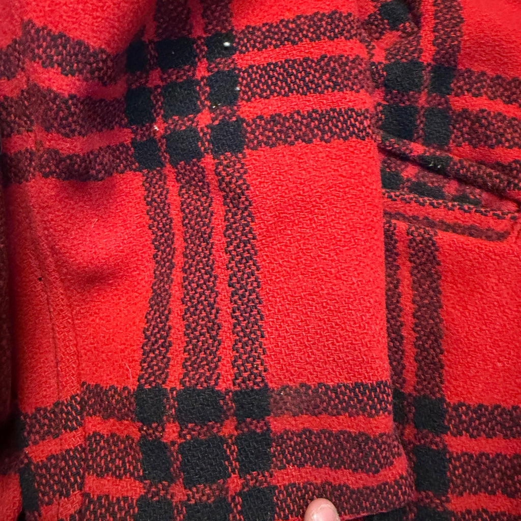 Vintage JC Higgins Woolrich Red Buffalo Plaid Wool Flannel Jacket Hunting