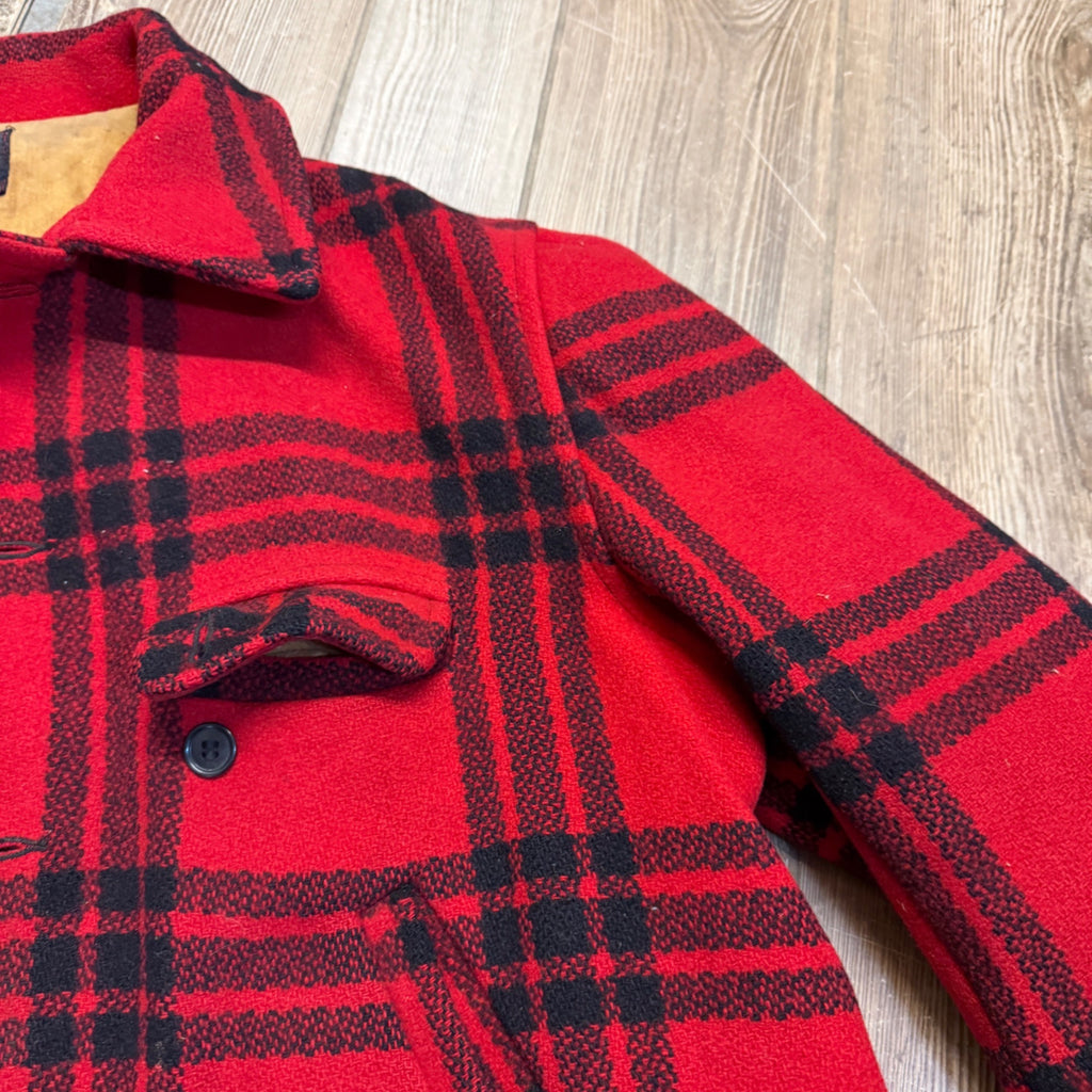 Vintage JC Higgins Woolrich Red Buffalo Plaid Wool Flannel Jacket Hunting