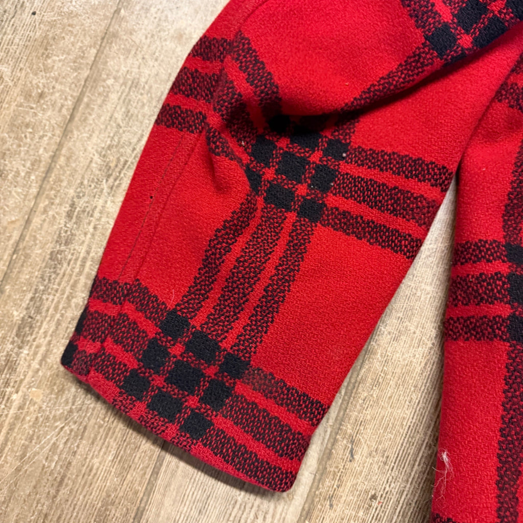 Vintage JC Higgins Woolrich Red Buffalo Plaid Wool Flannel Jacket Hunting