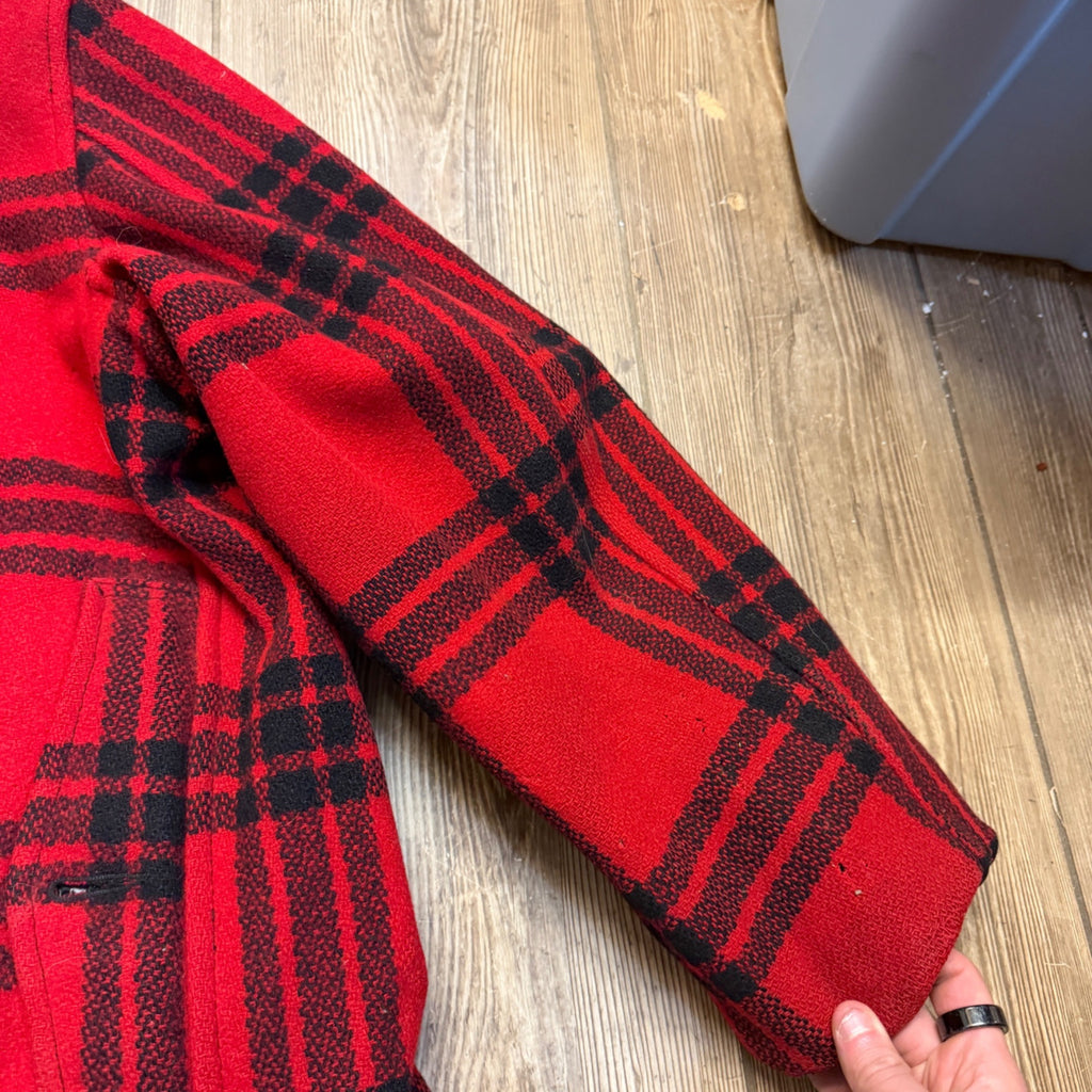 Vintage JC Higgins Woolrich Red Buffalo Plaid Wool Flannel Jacket Hunting