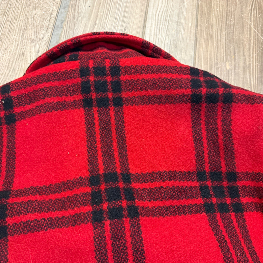 Vintage JC Higgins Woolrich Red Buffalo Plaid Wool Flannel Jacket Hunting