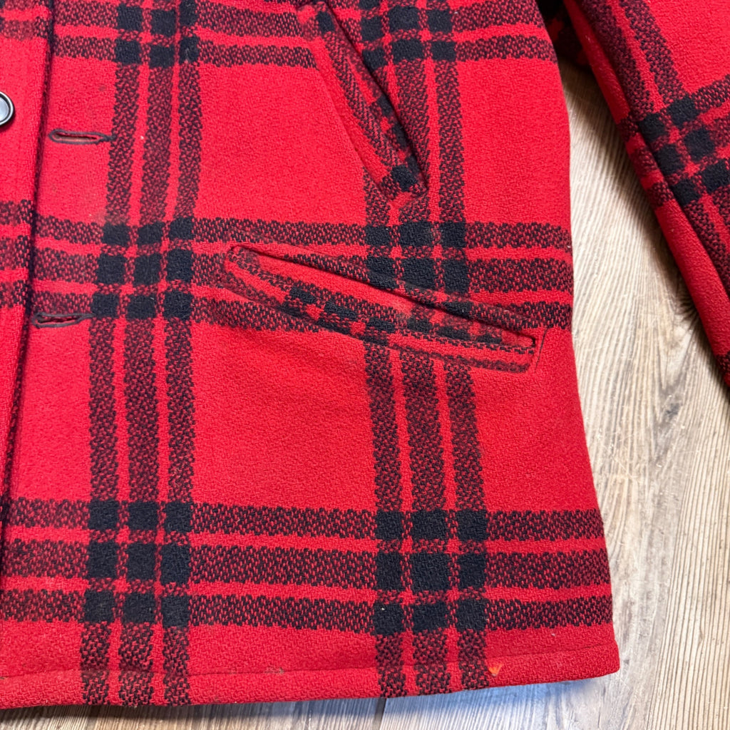 Vintage JC Higgins Woolrich Red Buffalo Plaid Wool Flannel Jacket Hunting