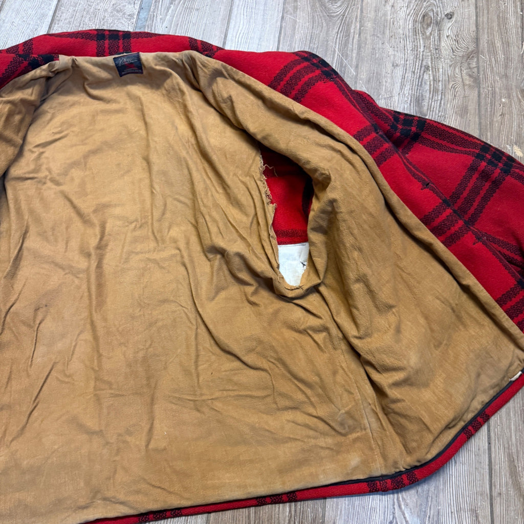 Vintage JC Higgins Woolrich Red Buffalo Plaid Wool Flannel Jacket Hunting