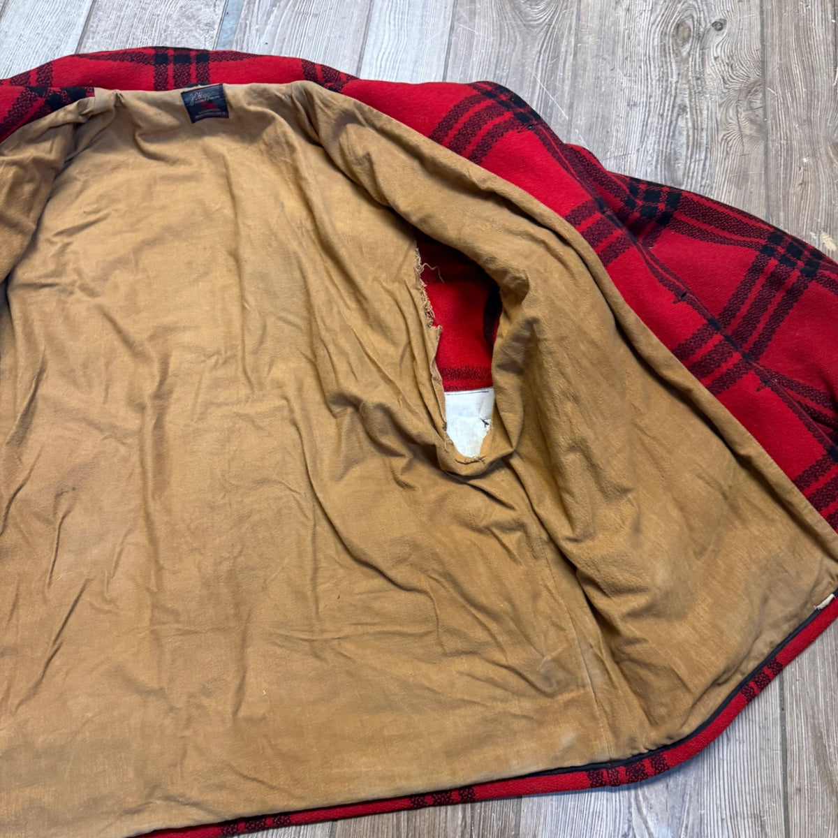 Vintage JC Higgins Woolrich Red Buffalo Plaid Wool Flannel Jacket Hunting