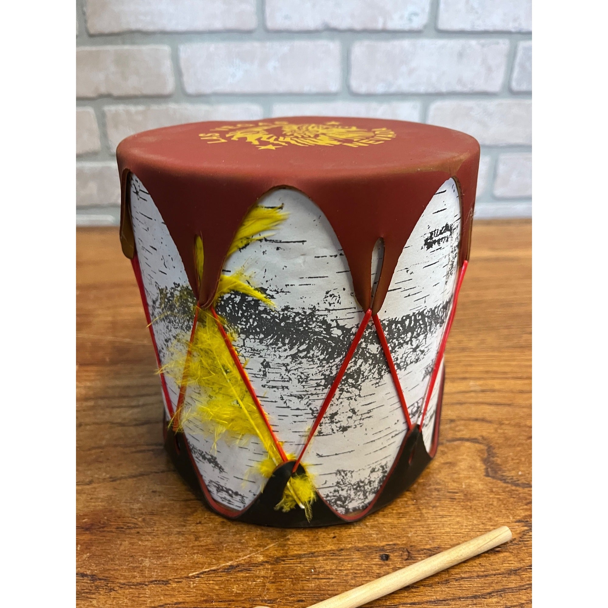 Vintage Native American Indian Las Vegas Nevada Toy Drum Souvenir Western Decor