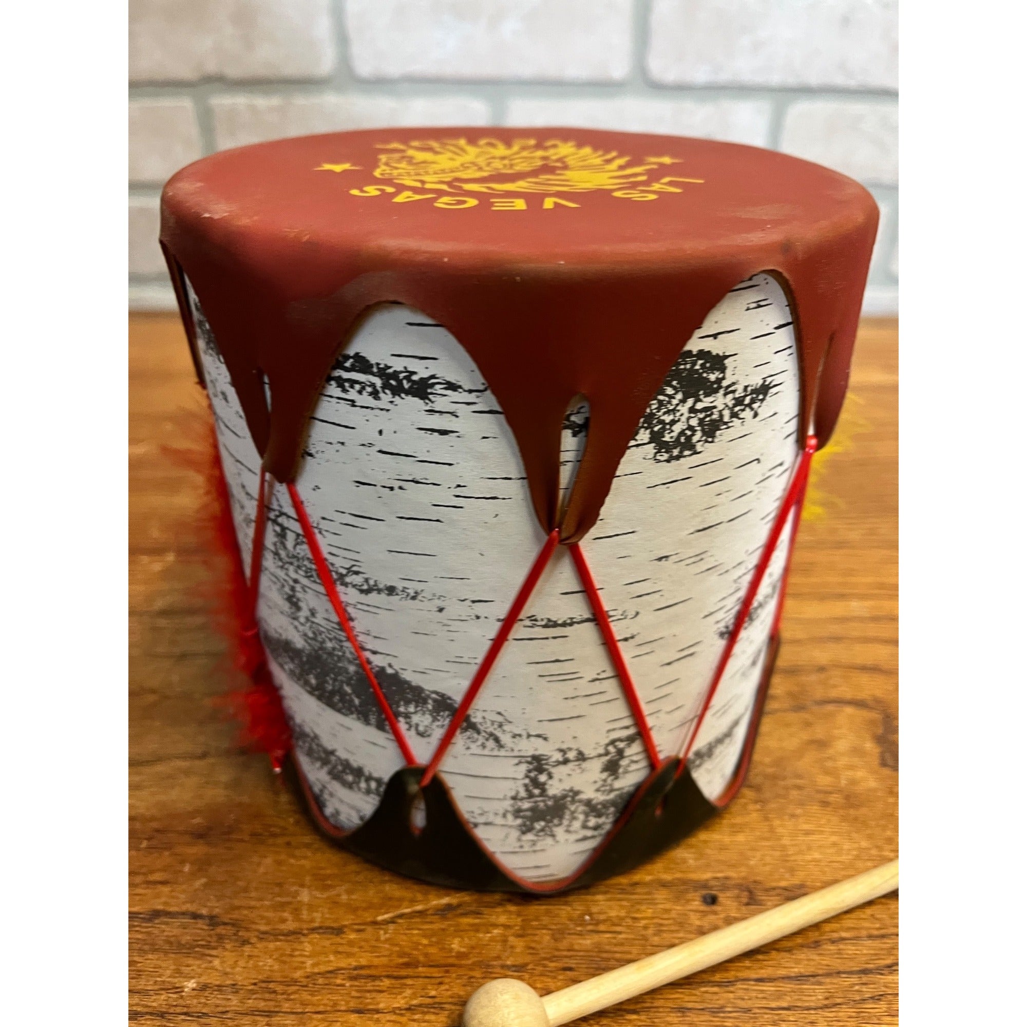 Vintage Native American Indian Las Vegas Nevada Toy Drum Souvenir Western Decor