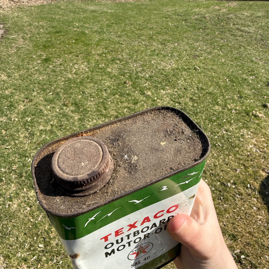 Vintage 1950s Quart Oil Can Texaco Outboard Motor Oil Can