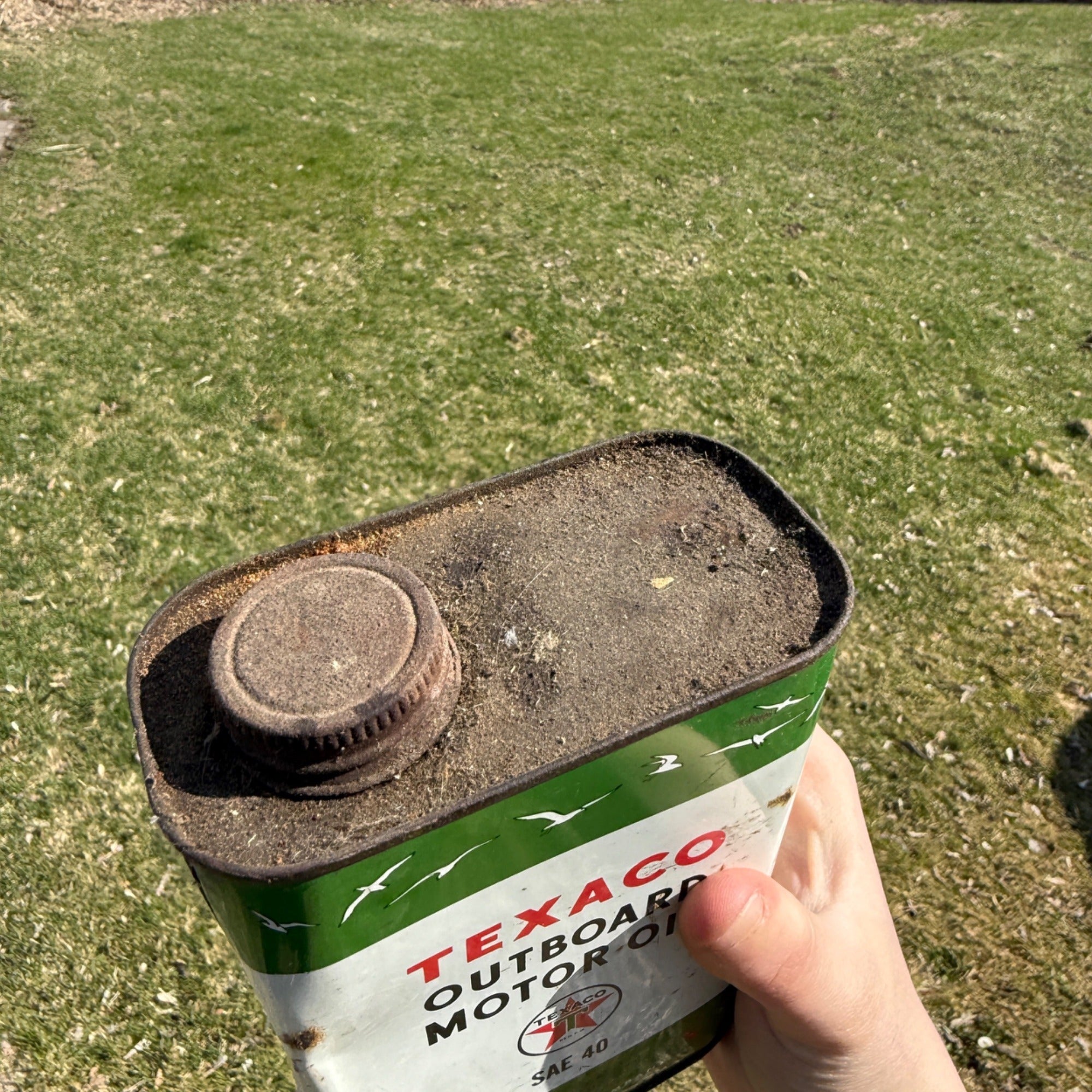 Vintage 1950s Quart Oil Can Texaco Outboard Motor Oil Can