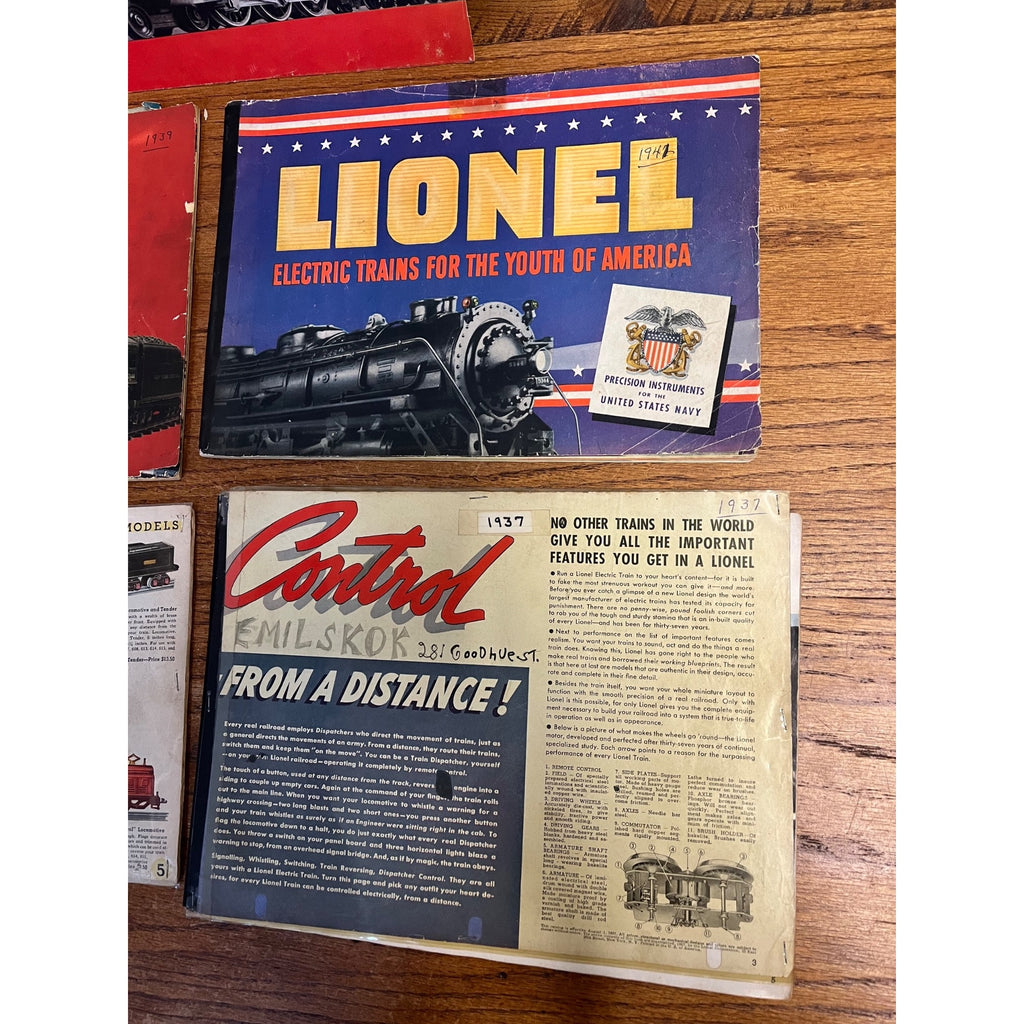 Original Lionel Electric Train Consumer Catalogs 1934, 1937, 1939, 1941, 1942