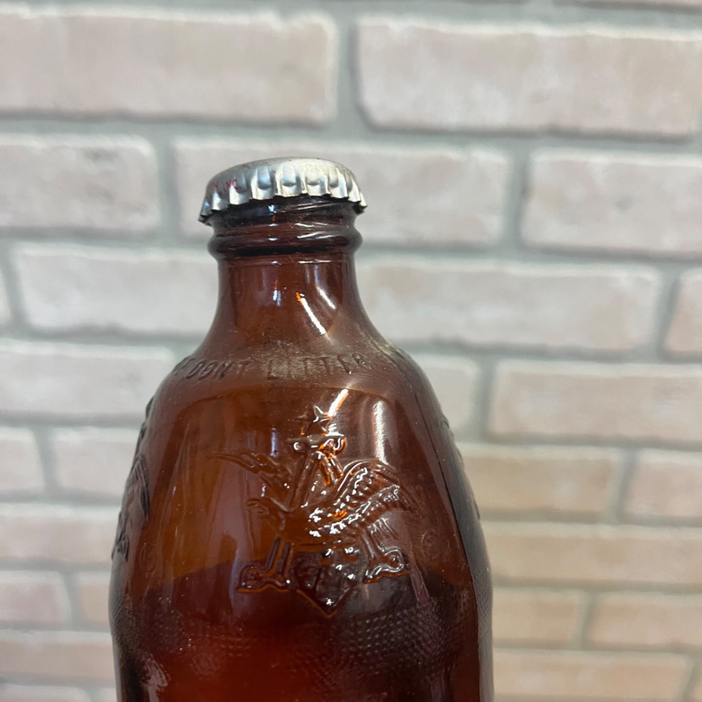 Vintage Budwesier Shorty Beer Glass Bottle 1970s 6.5" tall 12 oz Stubby