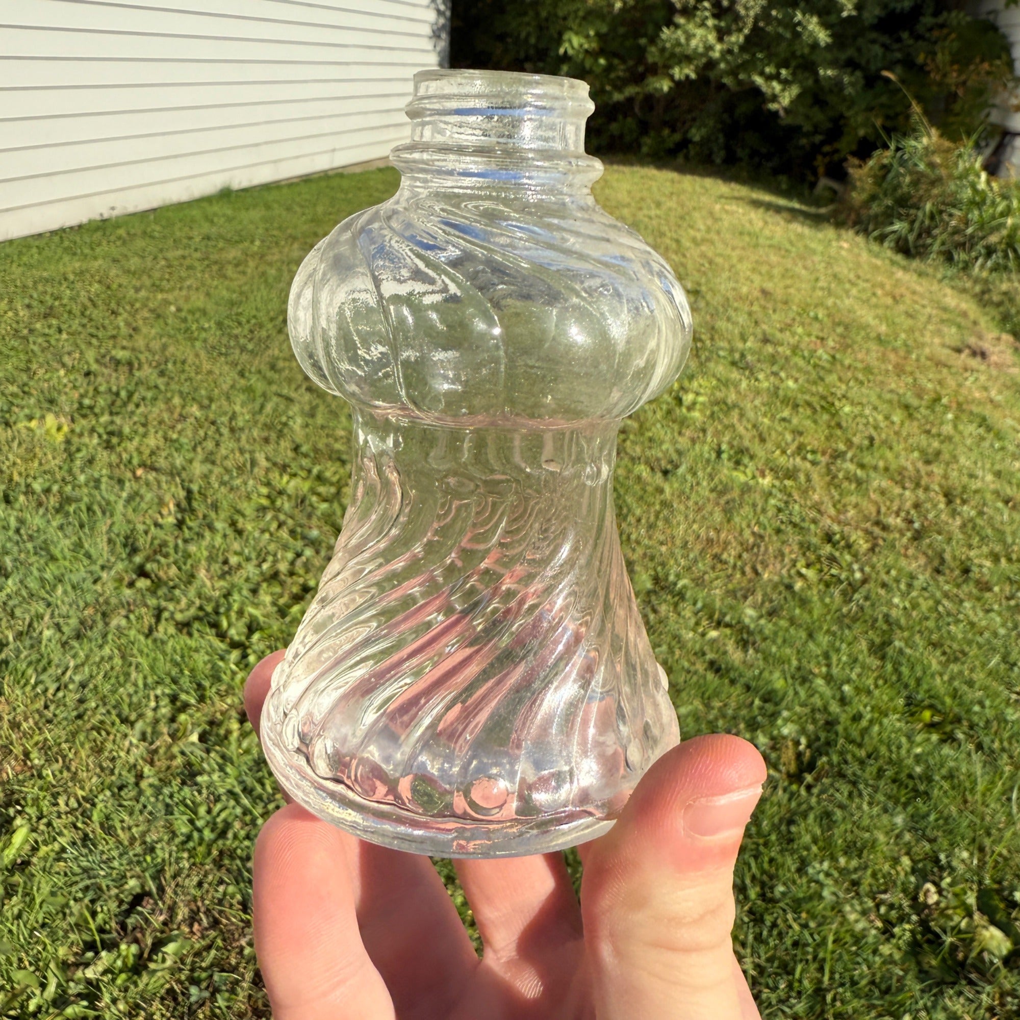 Vintage Antique EAPG Swirl Clear Glass Fountain Pen Ink Well Bottle