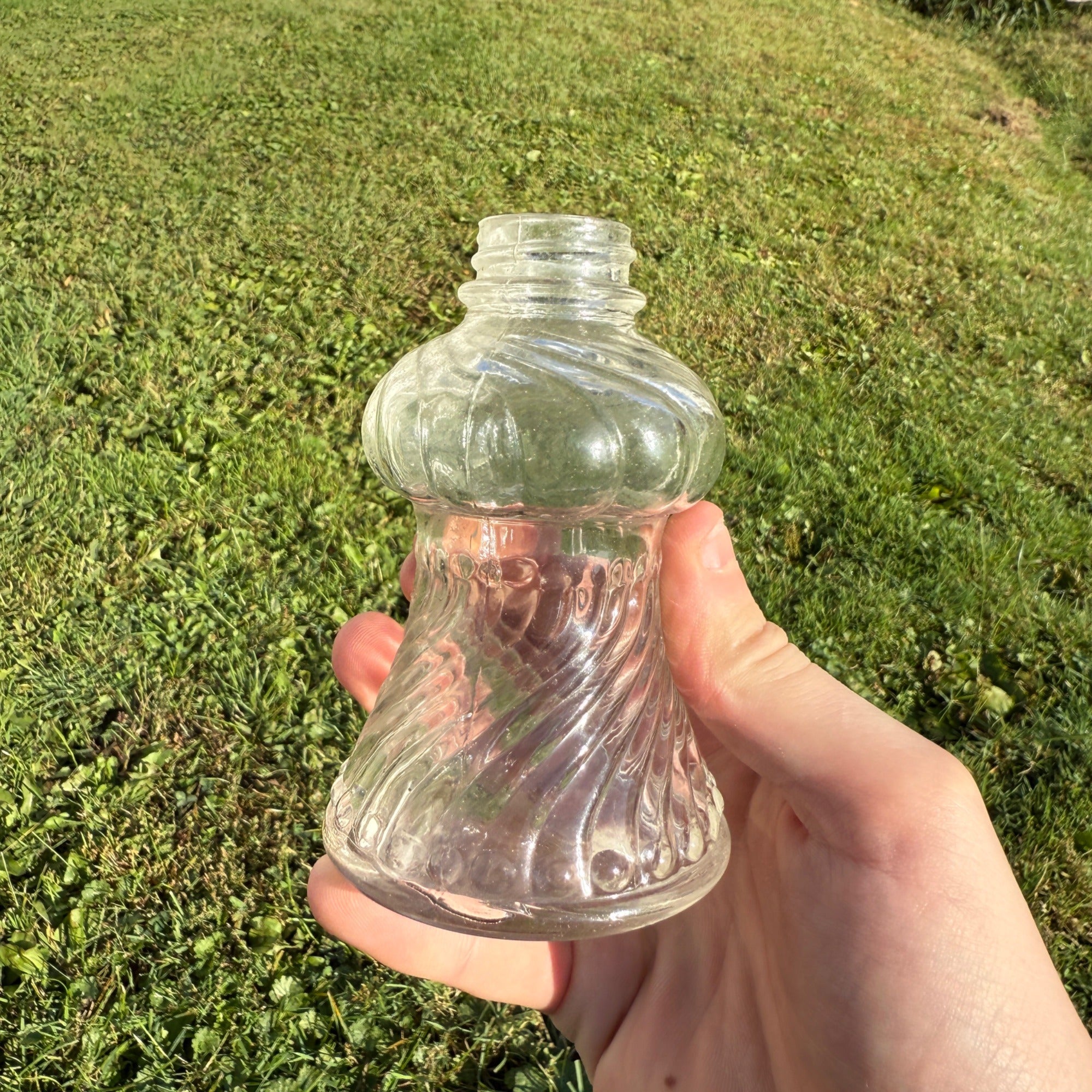 Vintage Antique EAPG Swirl Clear Glass Fountain Pen Ink Well Bottle