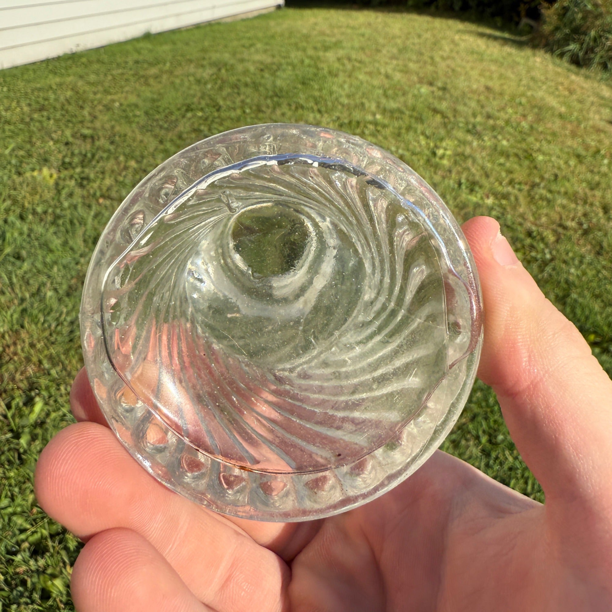 Vintage Antique EAPG Swirl Clear Glass Fountain Pen Ink Well Bottle