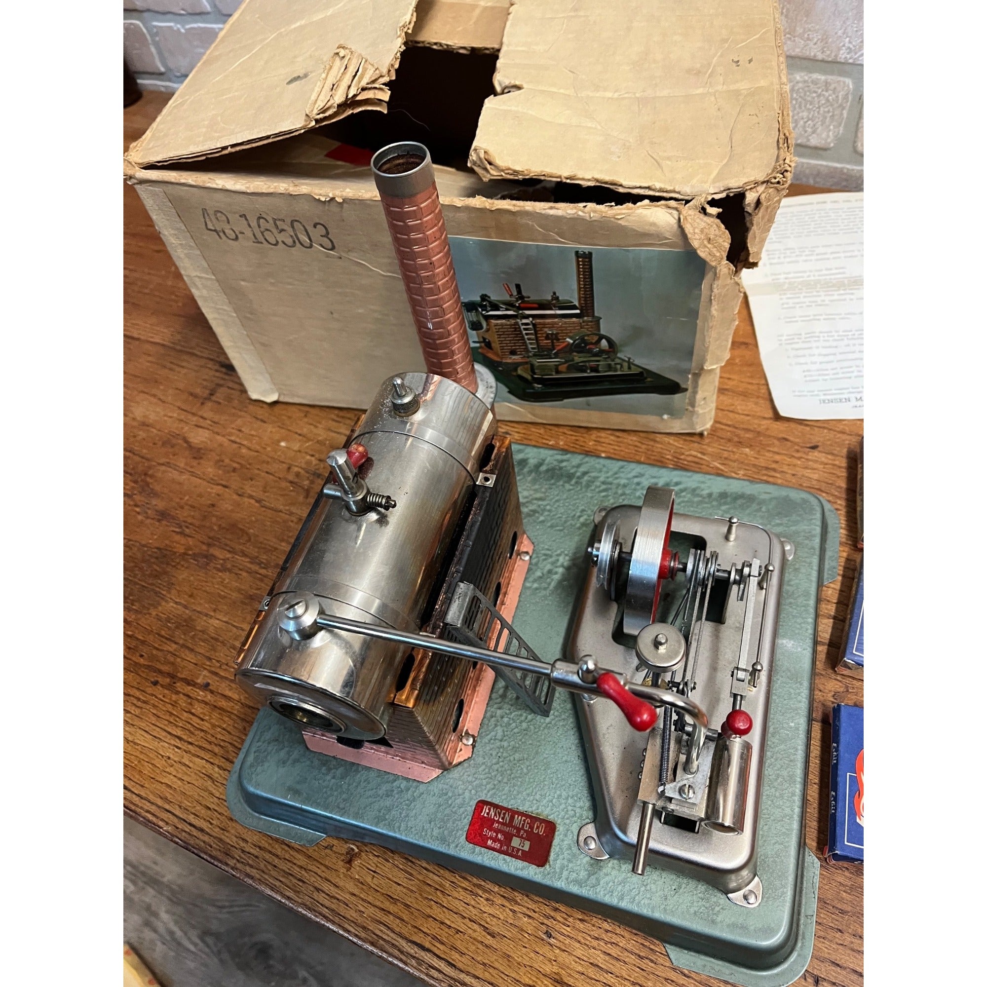 Vintage 1960's Jensen #75 Live Steam Dry Fuel Engine In Original Box Toy