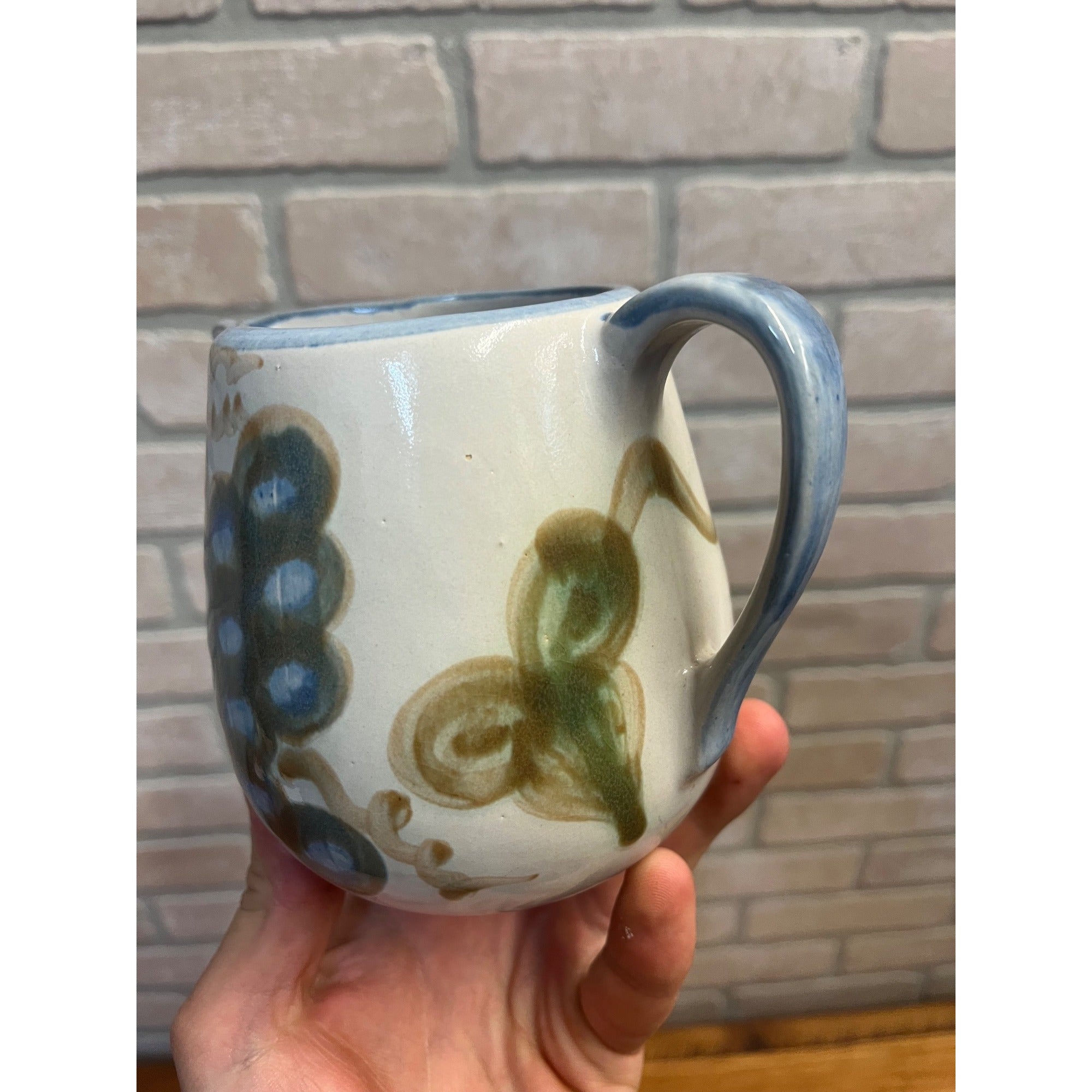 Vintage John B Taylor Louisville KY stoneware Creamer Grape Pattern 4.25" Tall