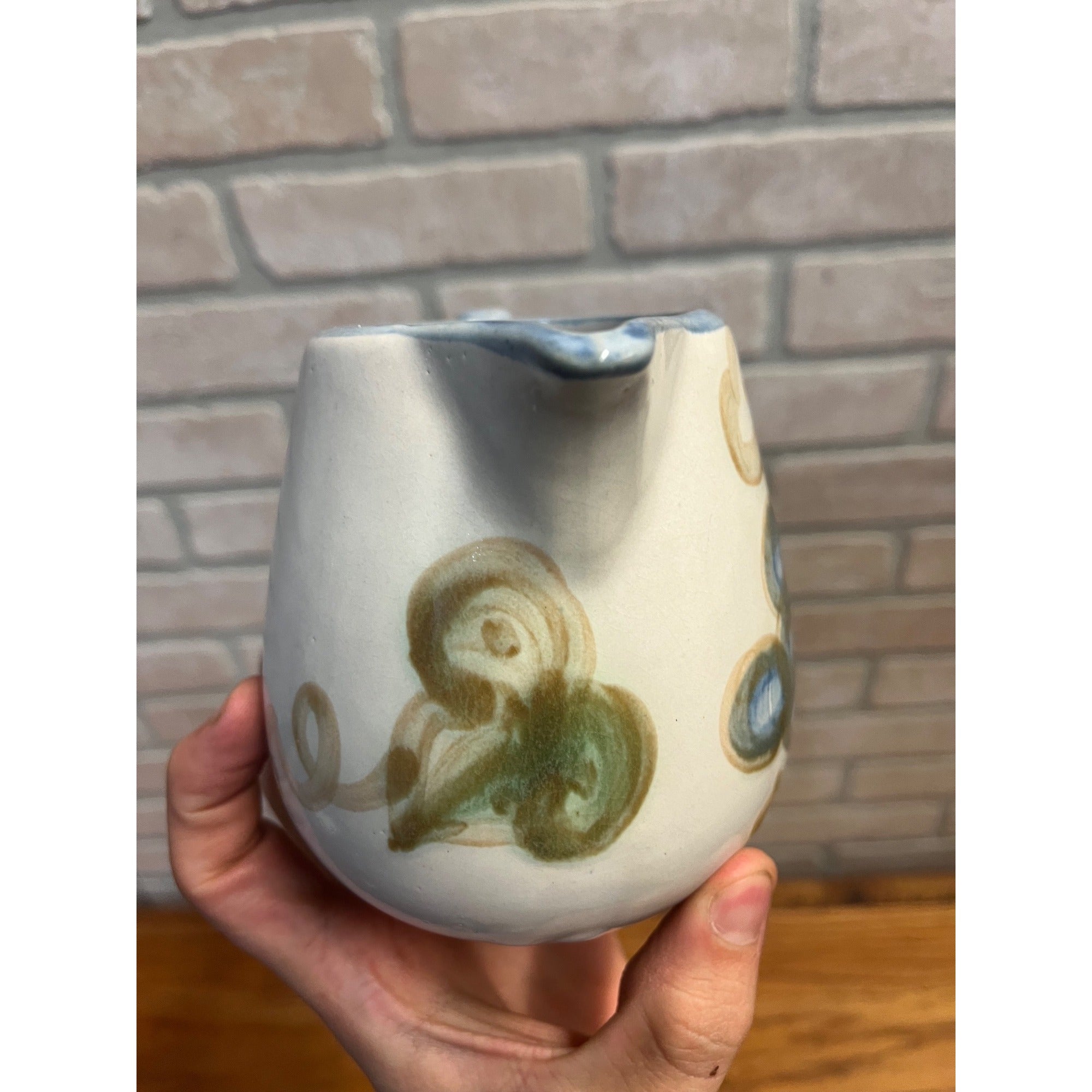 Vintage John B Taylor Louisville KY stoneware Creamer Grape Pattern 4.25" Tall