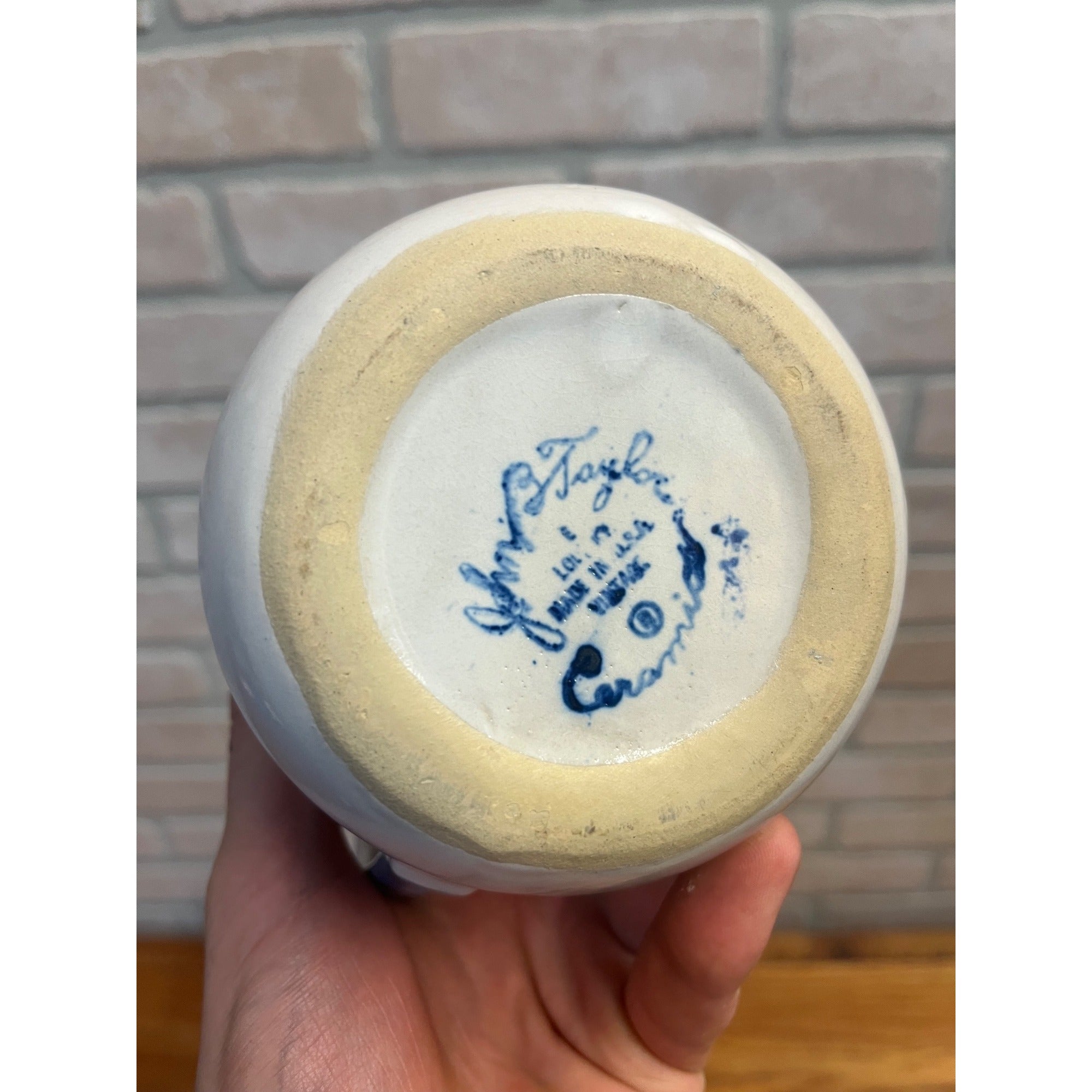 Vintage John B Taylor Louisville KY stoneware Creamer Grape Pattern 4.25" Tall