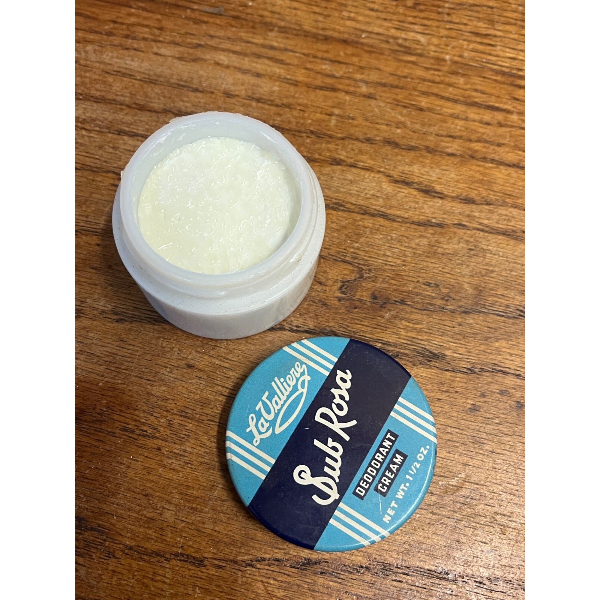 SUB ROSA DEODORANT CREAM MILK GLASS JAR ALMOST FULL NEW ORLEANS LA 1930'S Deco