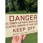 Vintage Pacific Gas & Electric Porcelain Danger Keep Off Tower Sign Industrial