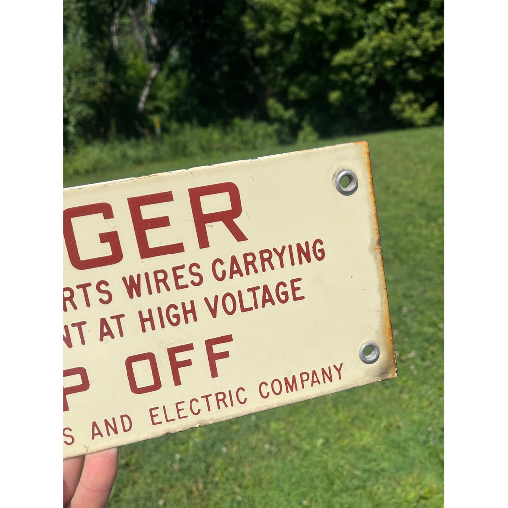 Vintage Pacific Gas & Electric Porcelain Danger Keep Off Tower Sign Industrial