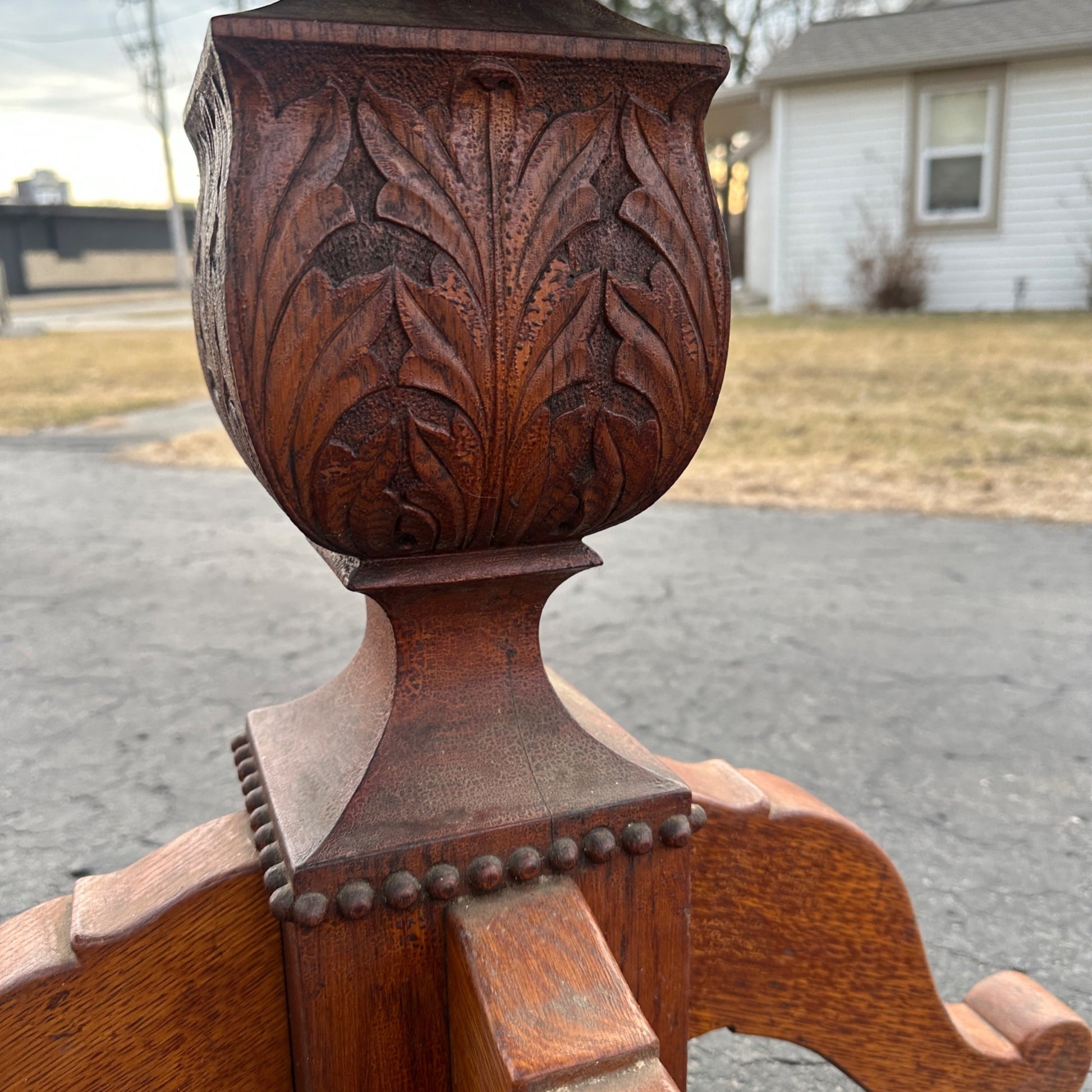 Antique 19th Century Parlor Plant Gaming Table Ornately Carved