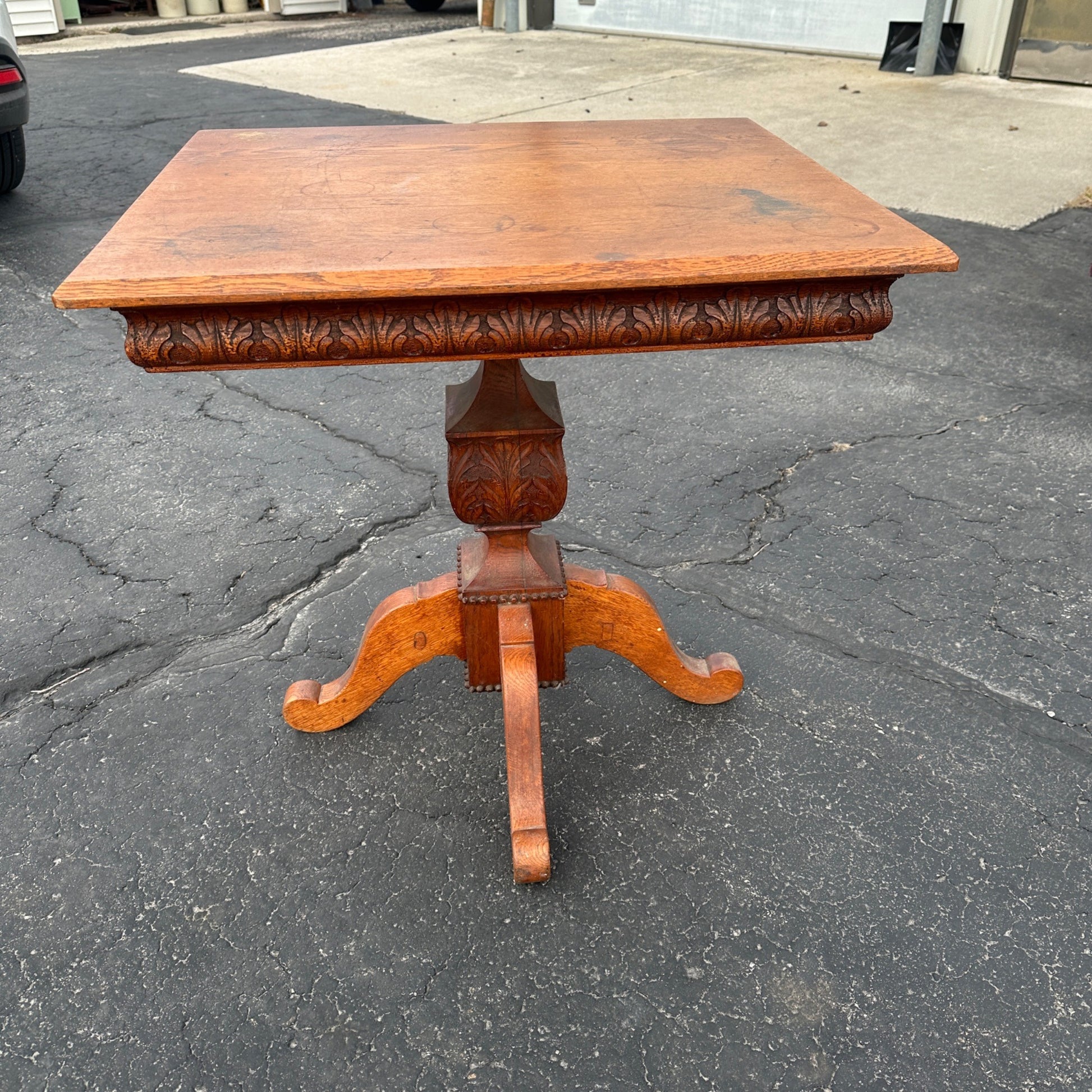 Antique 19th Century Parlor Plant Gaming Table Ornately Carved