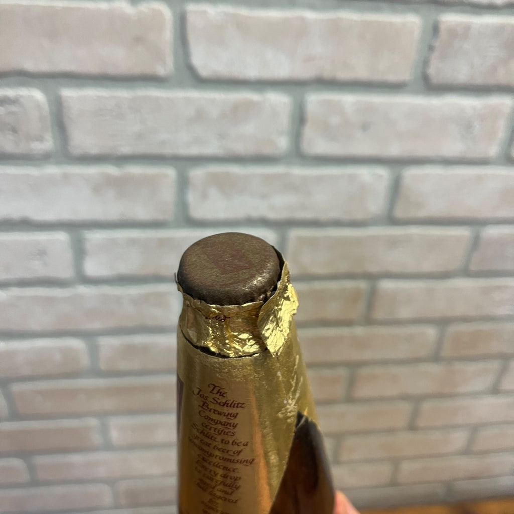 Vintage 1970s Schlitz Foil Glass 1980s Milwaukee Wis Beer Bottle Stubby